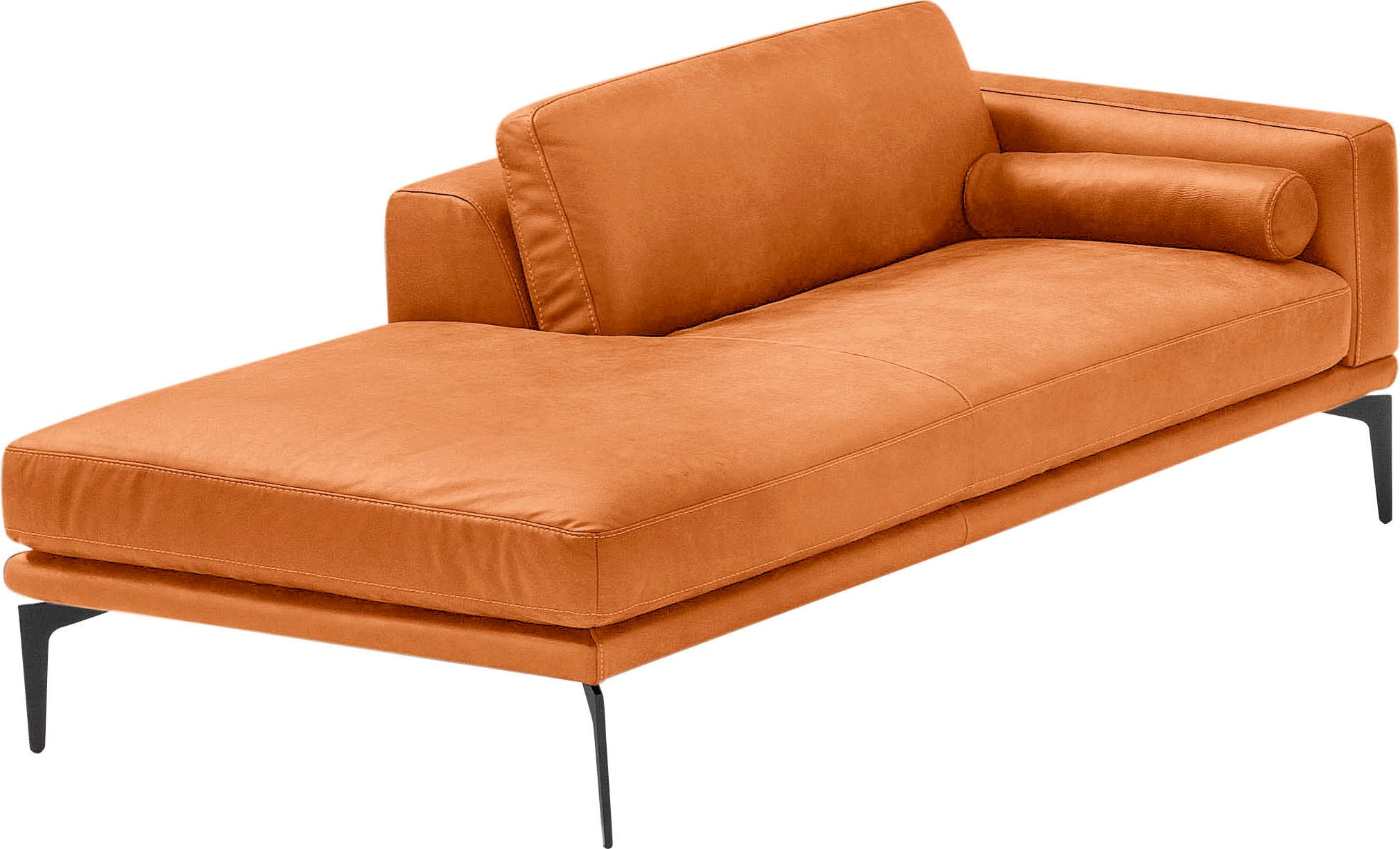 Egoitaliano Ottomane »Masu, Design trifft super Sitzkomfort, mit toller Detailverarbeitung«, Rückenkissen und Armteilrolle für mehr Komfort, mit Metallfüßen
