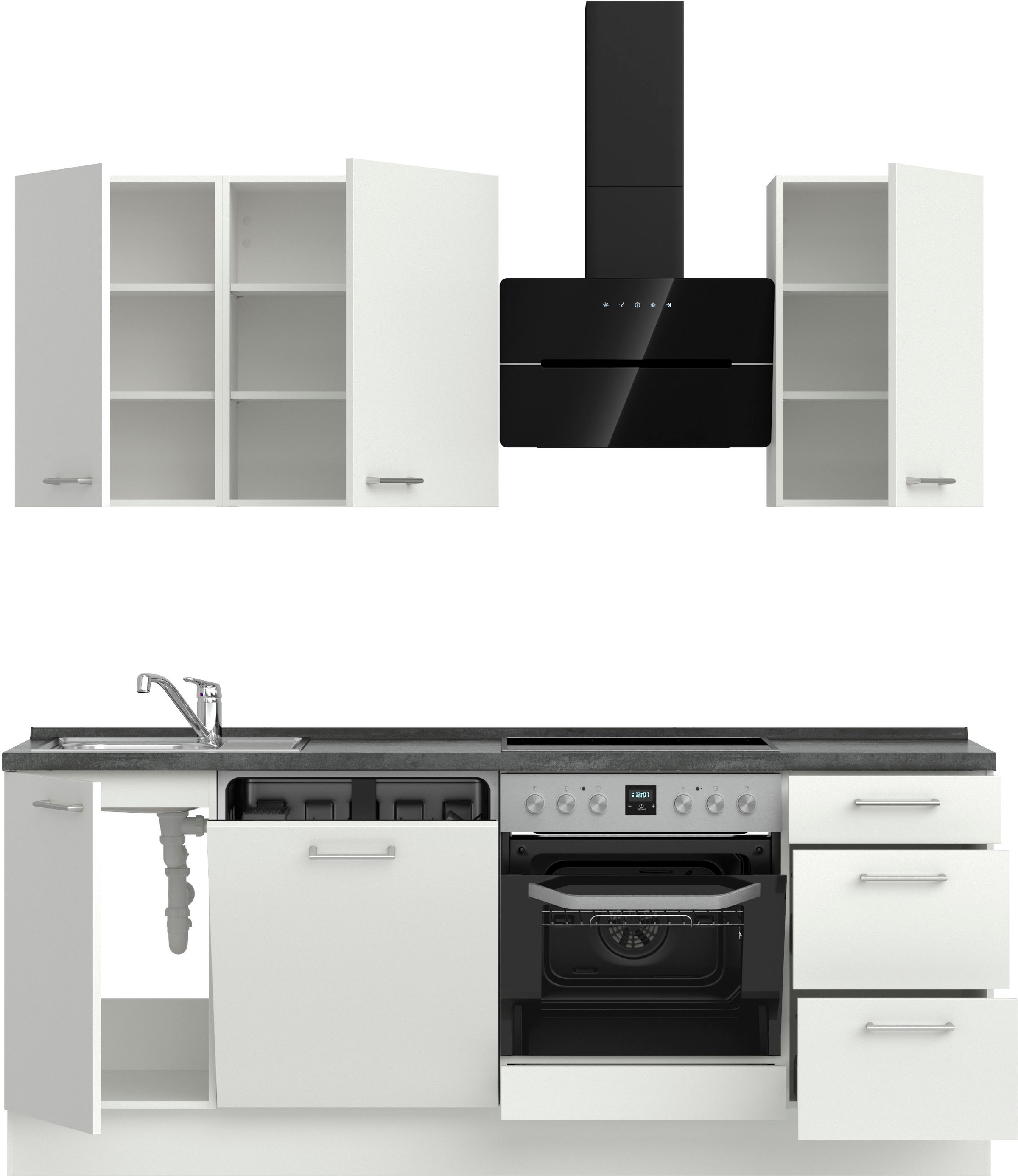 nobilia® Küchenzeile »"Laser II"«, vormontiert, Ausrichtung wählbar, Breite 210 cm, wahlw. mit E-Geräten