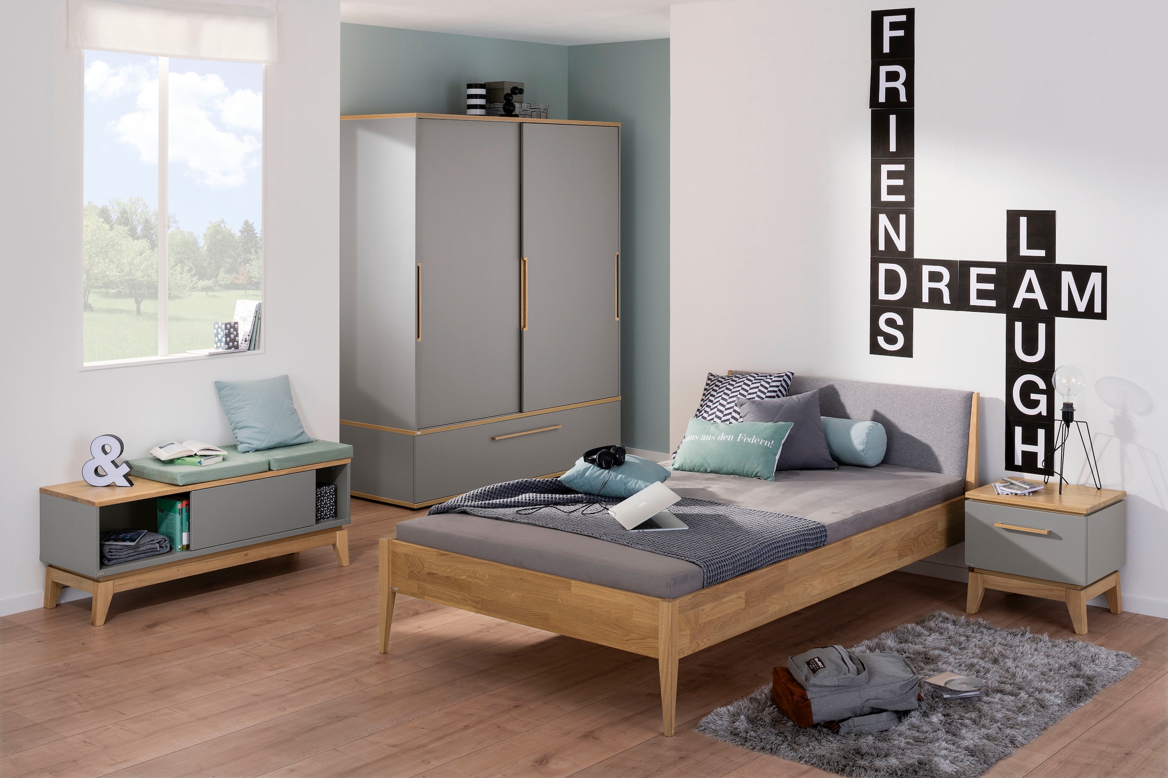 PAIDI Nachtkommode »STIENE in Beige oder Grau, Schublade mit Soft-Close« B/H/T ca. 48/47/40cm,  moderner und langlebiger Nachttisch mit Massivholz, geprüfte Qualität