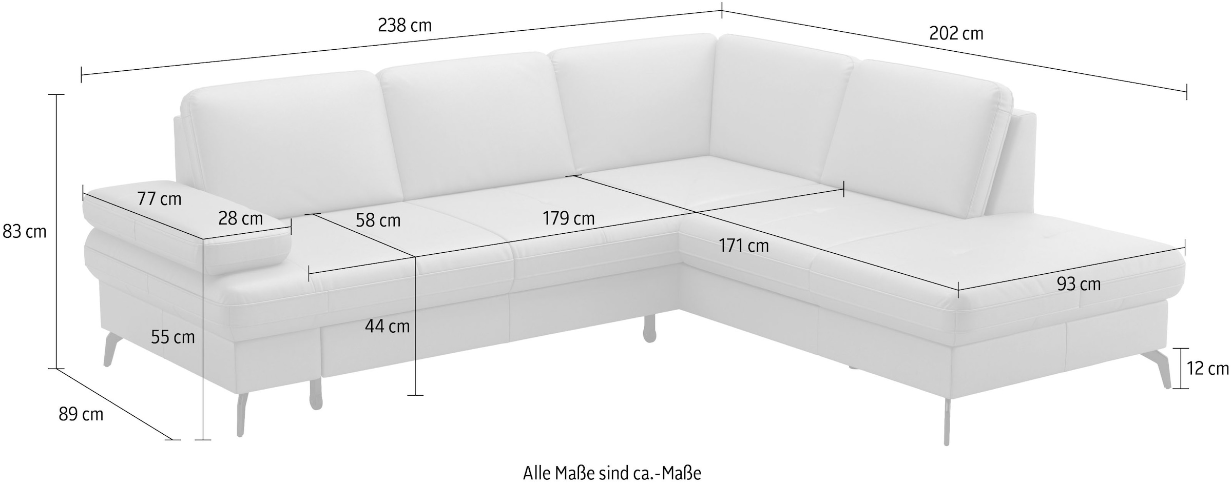 sit&more Ecksofa »Morris Jubi, Ottomane, Breite 238 cm« mit Armteilfunktion, wahlweise mit Schlaffunktion