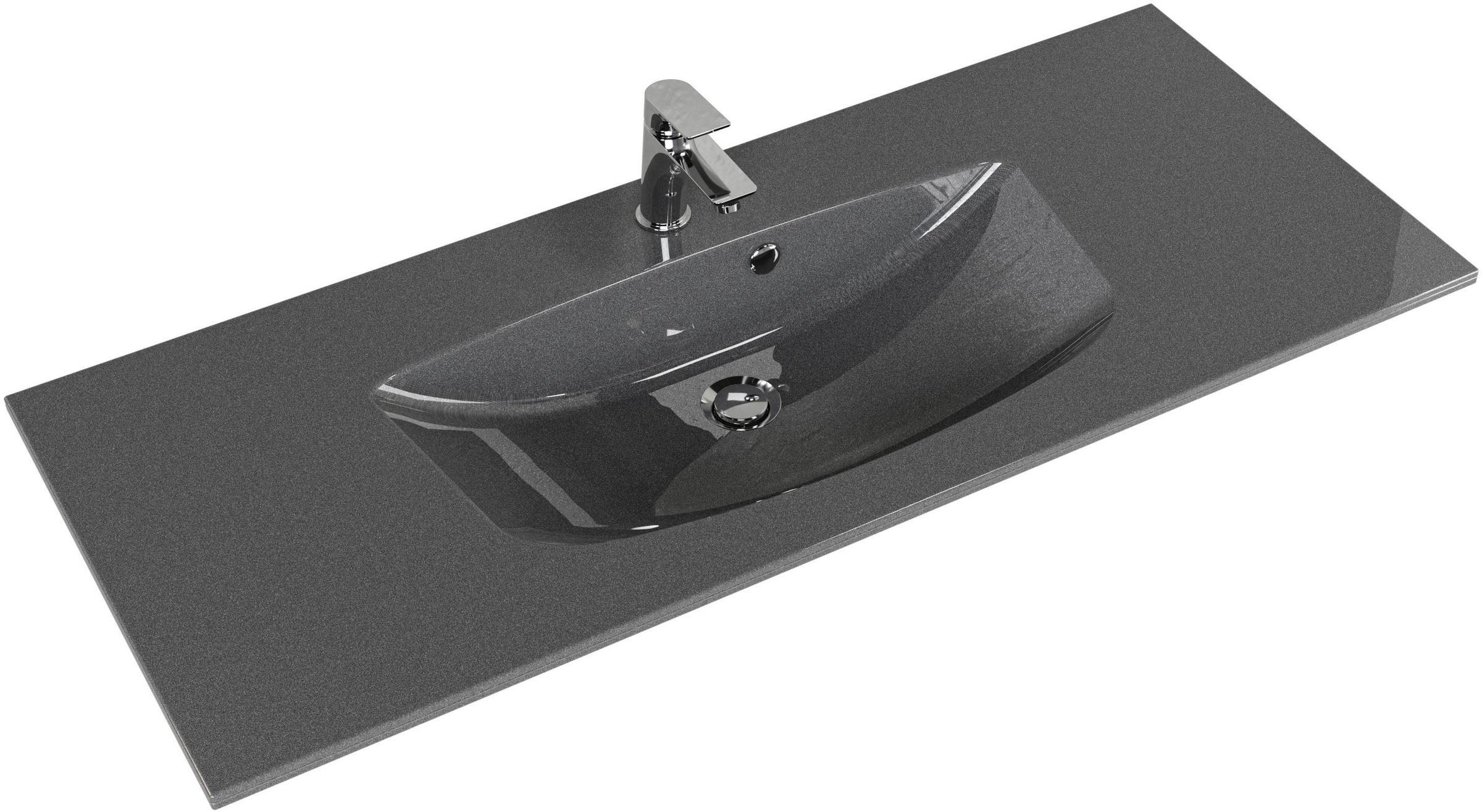 Saphir Badmöbel-Set »Serie 6025 2-teilig Mineralmarmor-Waschtisch mit LED-Spiegelschrank«, (2 St.), Waschplatz 117cm breit, 2 Schubladen, 3 Spiegel-Türen, inkl Türdämpfer