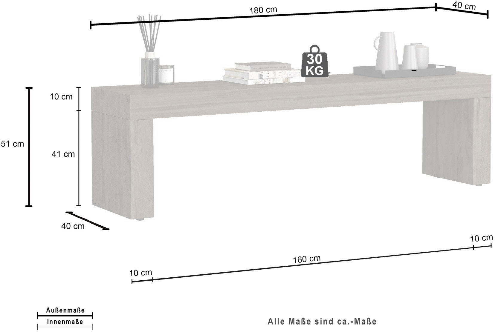 INOSIGN TV-Brücke »CHRONOS Breite 180 cm, mit eine 10 cm dicken stabilen folding Platte«, (1 St.), TV-Board, Medienbrücke, TV-Aufsatz 'Made in Italy'