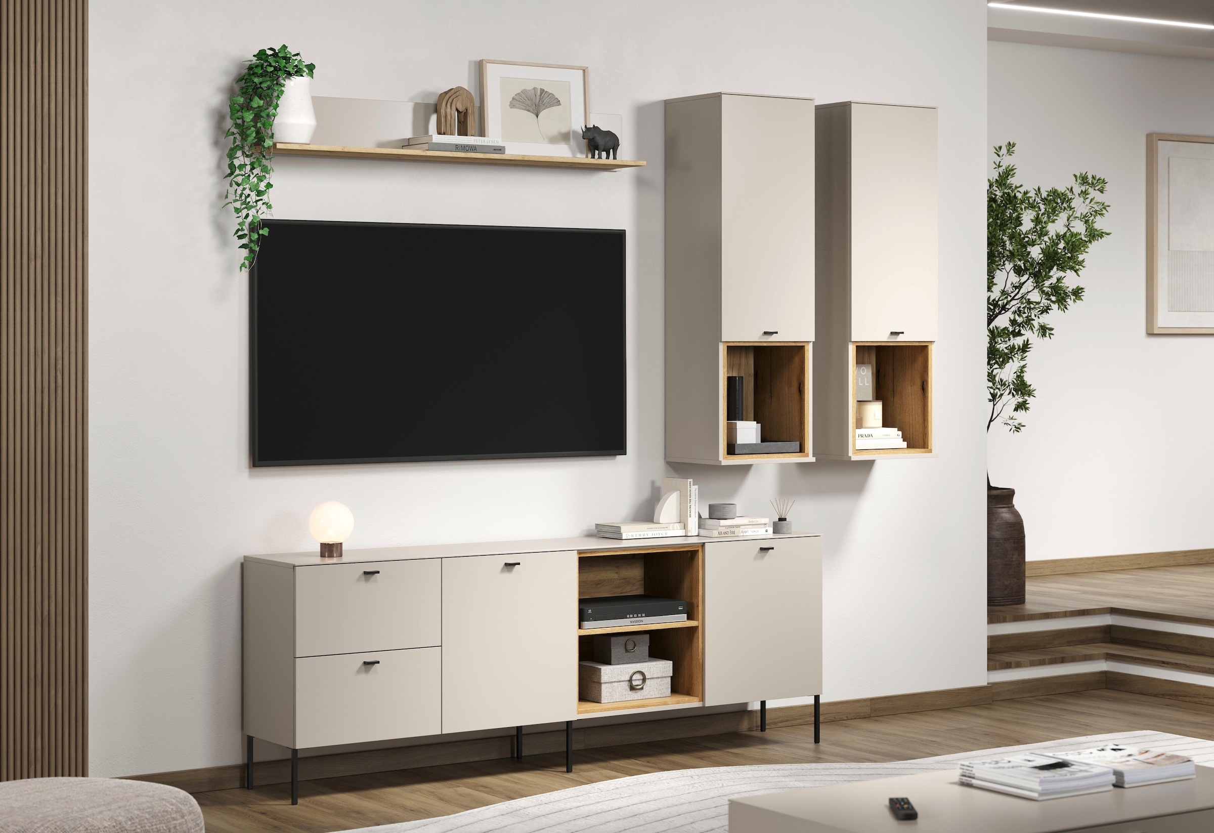 Places of Style Hängevitrine »San Pedro«, (1 St.), Hängeschrank mit Metallgriff - (B/T/H) 40/37/130 cm