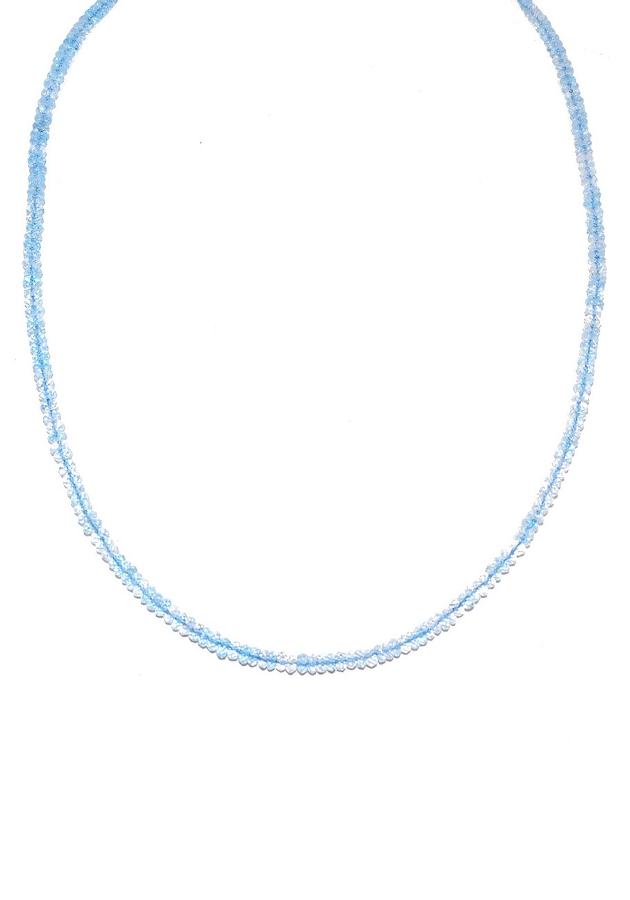 Kette ohne Anhänger „Schmuck Geschenk Silber 925 Halsschmuck Halskette Blautopas“, zu Kleid, Shirt, Jeans, Sneaker! Anlass Geburtstag Weihnachten silberfarben-blau + blau 50