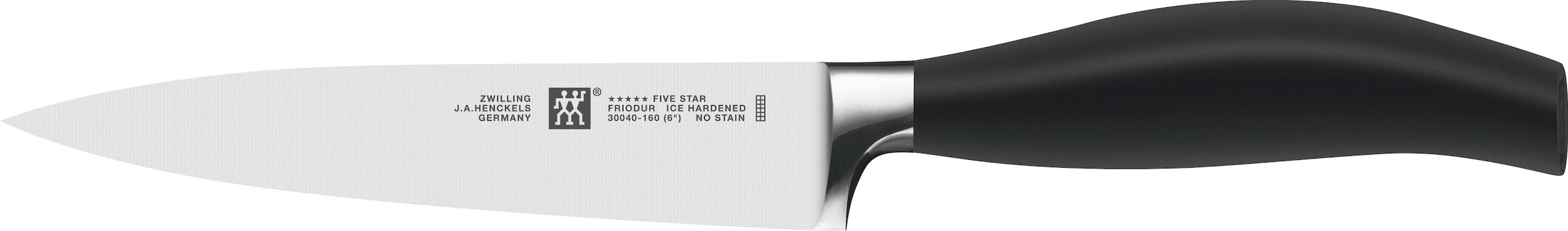 Zwilling Messer-Set »***** FIVE STAR«, (Set, 3 tlg., 1 Spickmesser (10 cm), 1 Fleischmesser (16 cm), 1 Kochmesser (20 cm), Made in Germany, Sonderschmelze, Ergonomisch, 3-tlg.