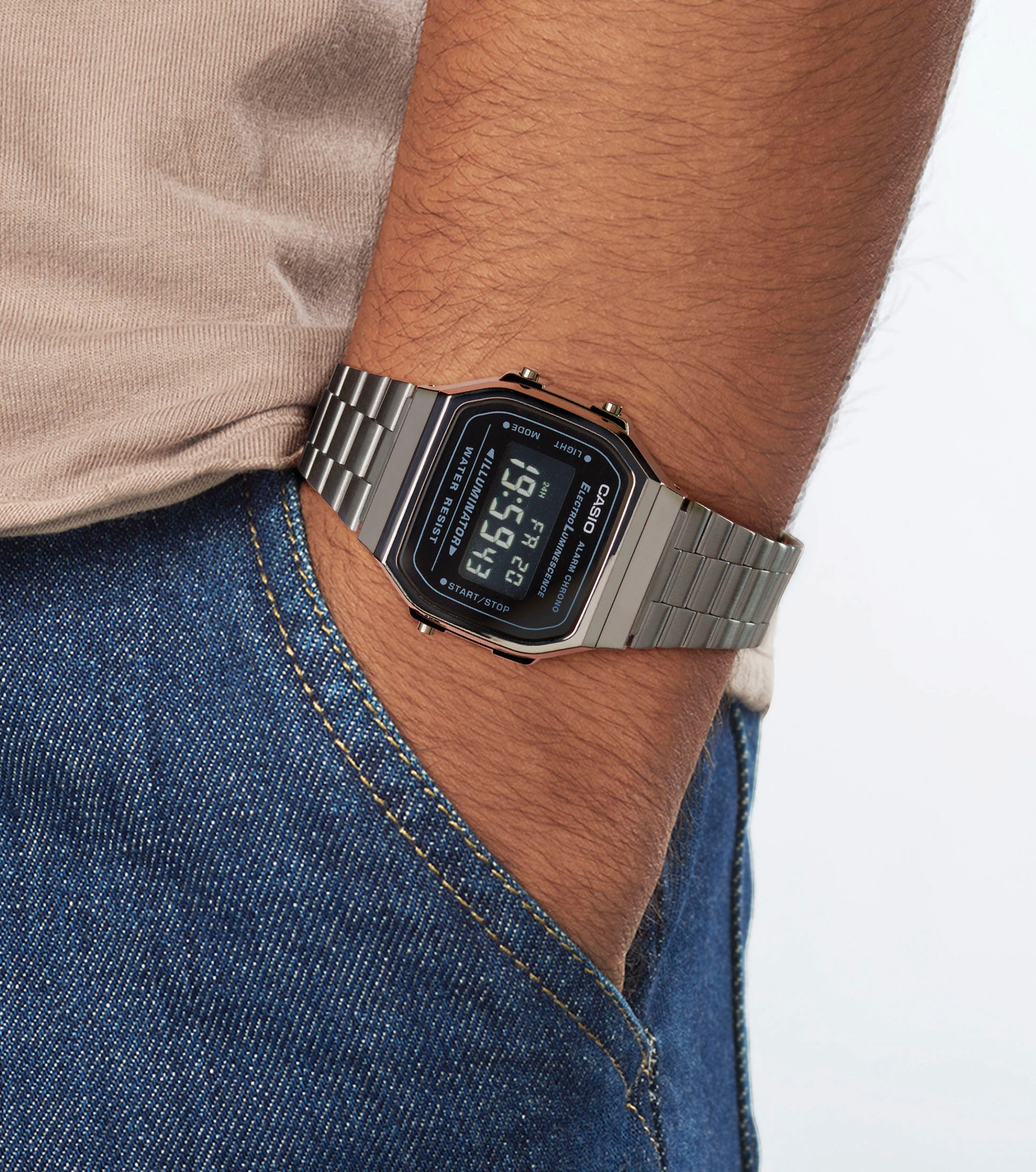 CASIO VINTAGE Chronograph, Quarzuhr, Armbanduhr,Damenuhr, Herrenuhr, Digitaluhr, Edelstahlarmband