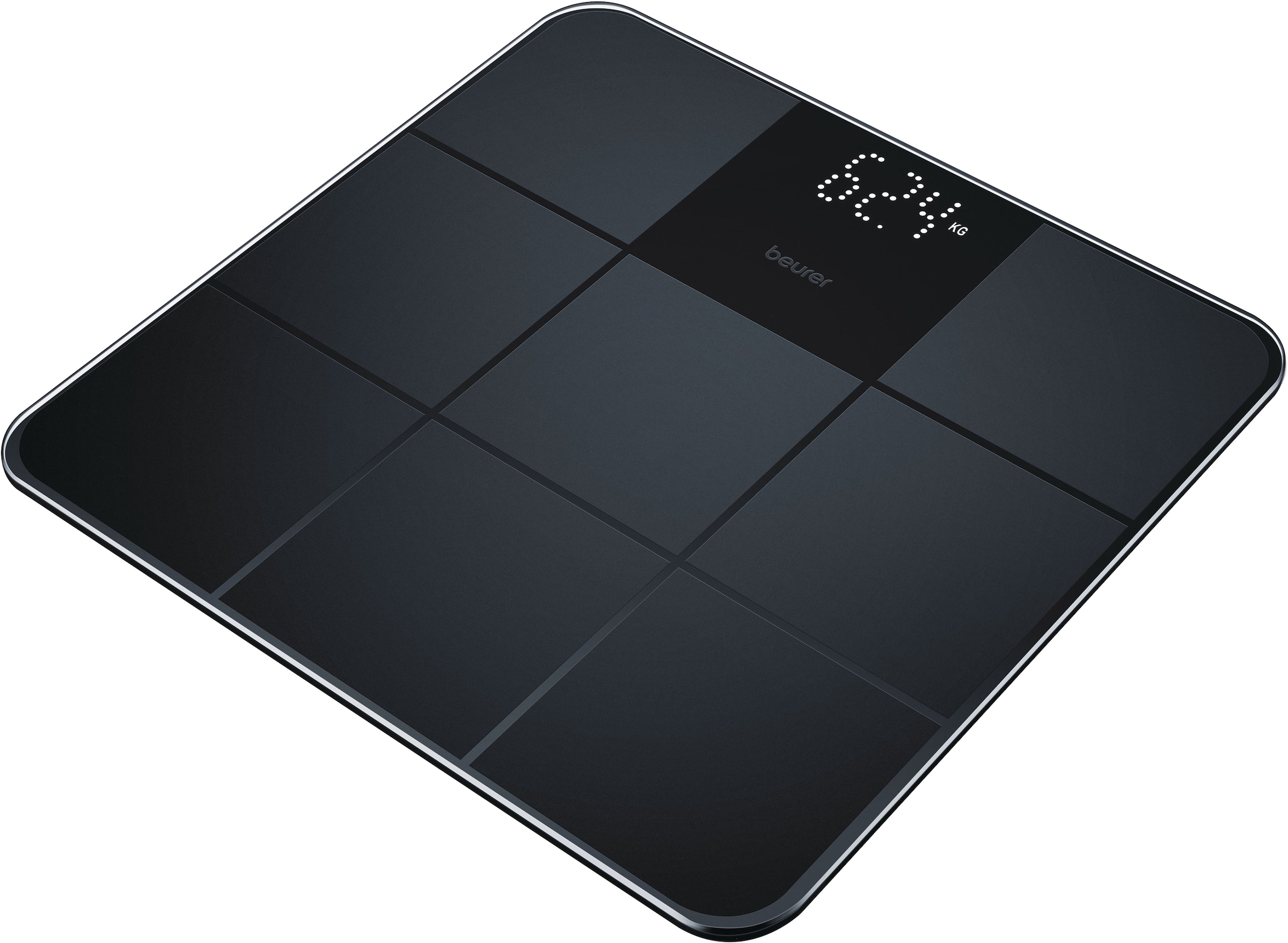 BEURER Personenwaage »GS 235 Glaswaage mit Magic-LED Display - erscheint nur bei Messung«, Elegante Oberfläche mit matter Fliesenstruktur, Tragkraft bis 180 kg