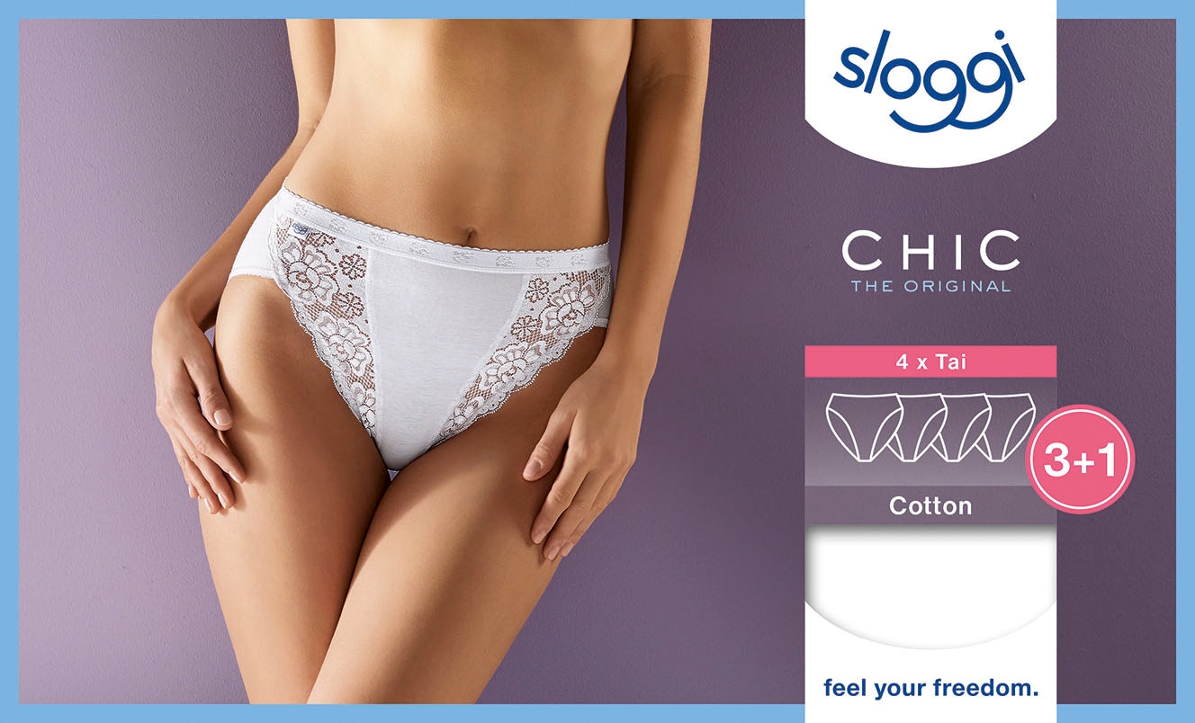 sloggi Tai-Slip »Chic Tai 4P«, (Packung, 4 St.), Damenslip mit elastischen Spitzeneinsätzen