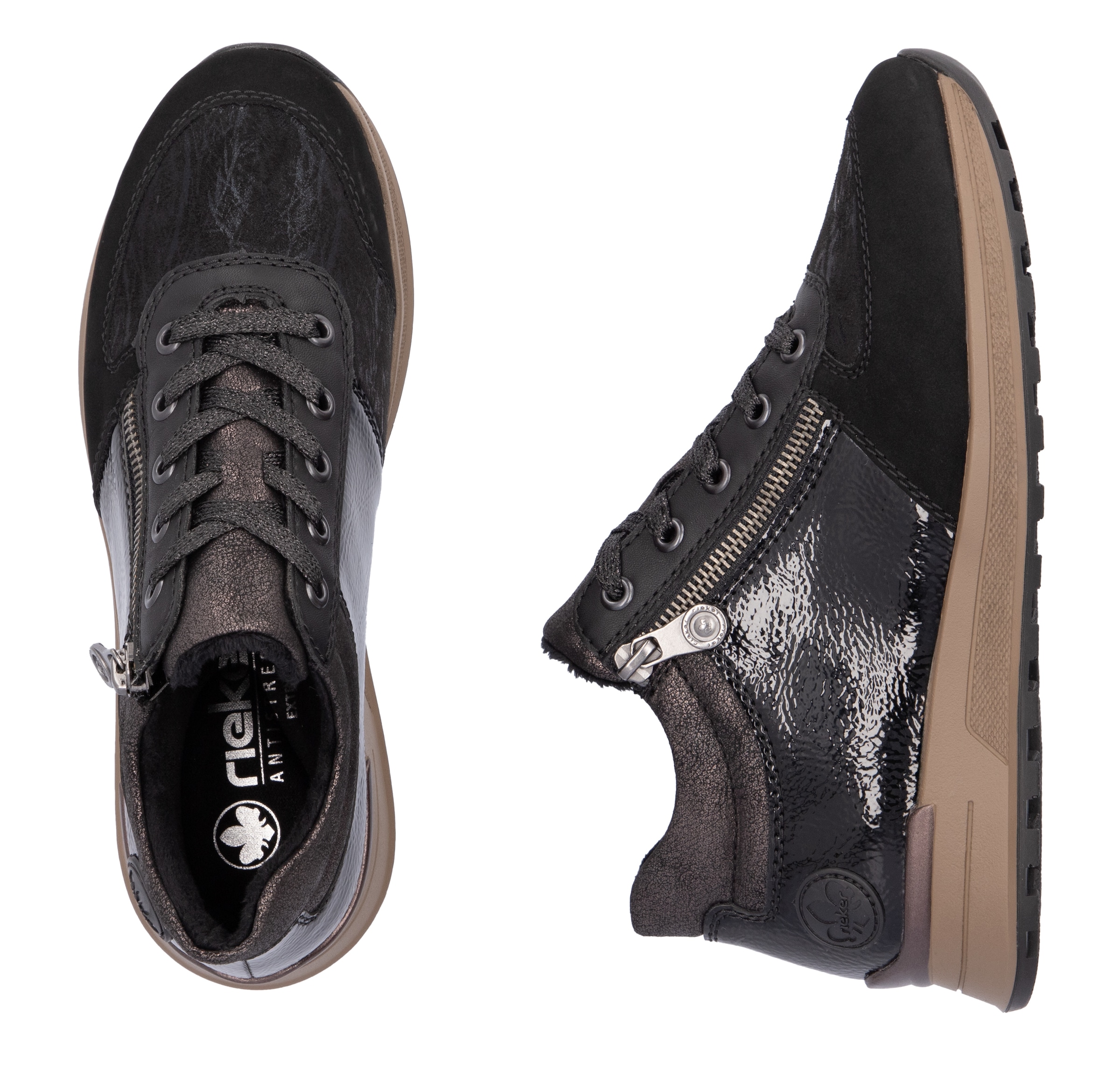 Rieker Sneaker  , Freizeitschuh, Halbschuh, Schnürschuh mit seitlichem Reißverschluss