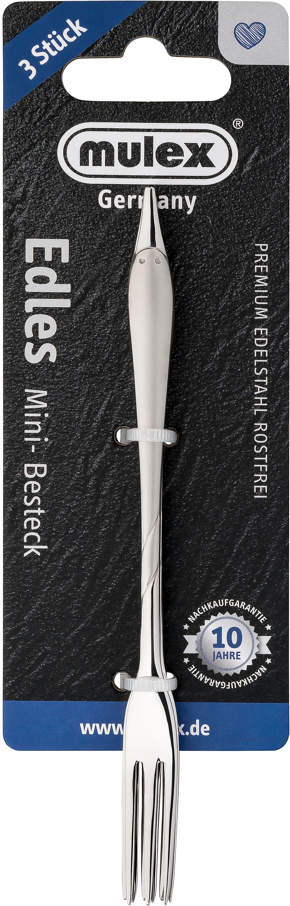 Mulex Brotzeitgabel »Mini-Besteck, Gabel Set, satiniert«, (Set, 3 tlg.), innovatives Produkt für Fingerfood und Tapas