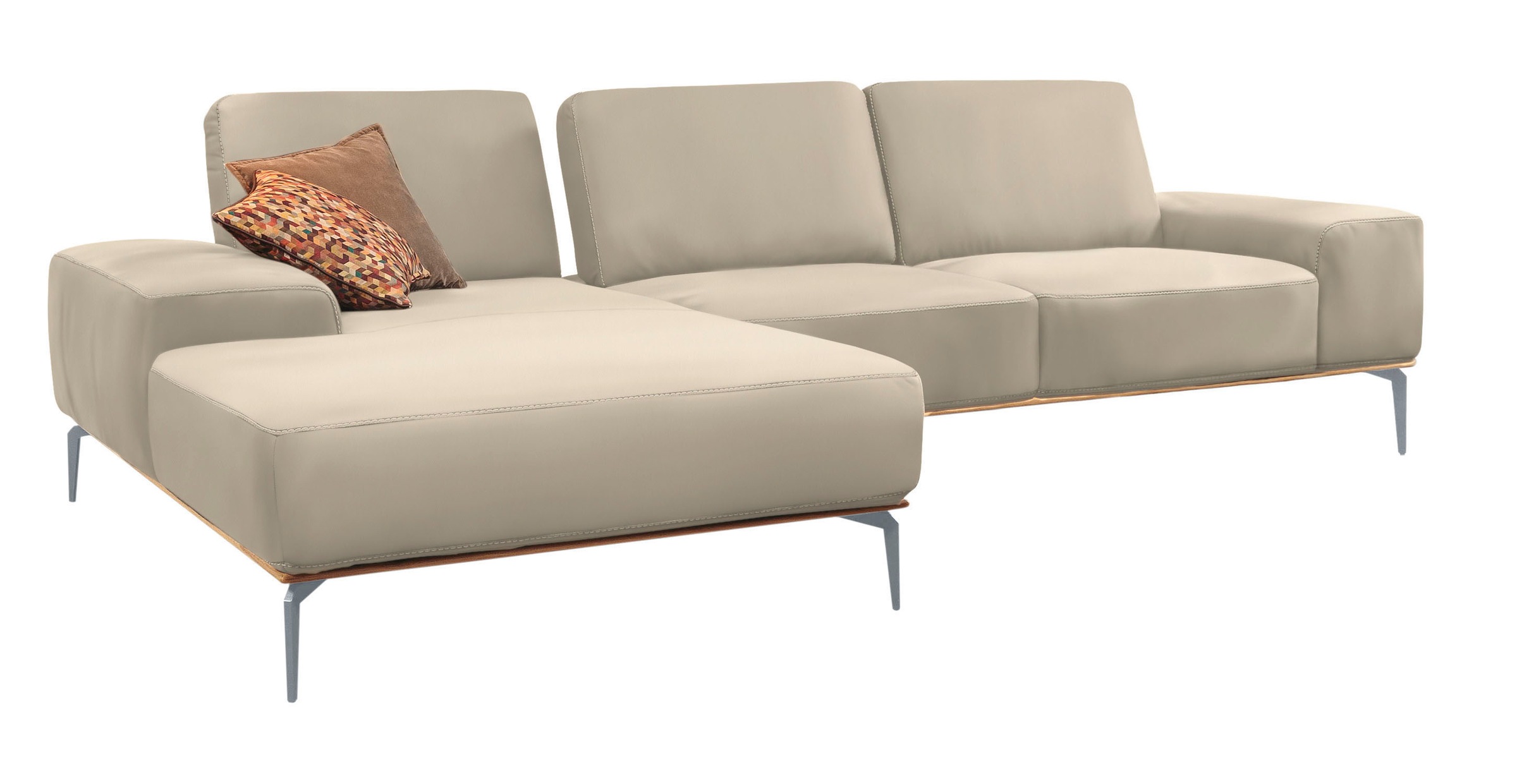 W.SCHILLIG Ecksofa »run, Designsofa mit tollem Sitzkomfort, bequem, L-Form«, mit elegantem Holzsockel, Füße in Silber matt, Breite 319 cm