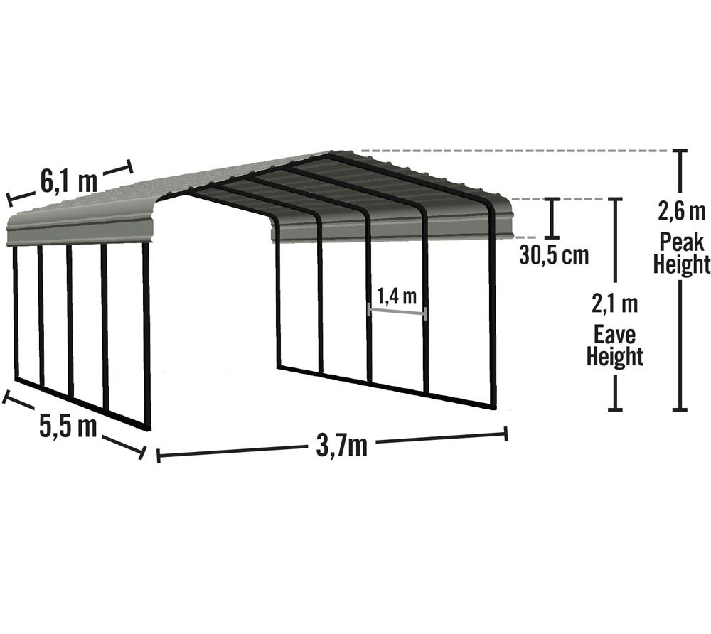 ShelterLogic Einzelcarport »Neapel«, Stahl, 360 cm, schwarz-weiß