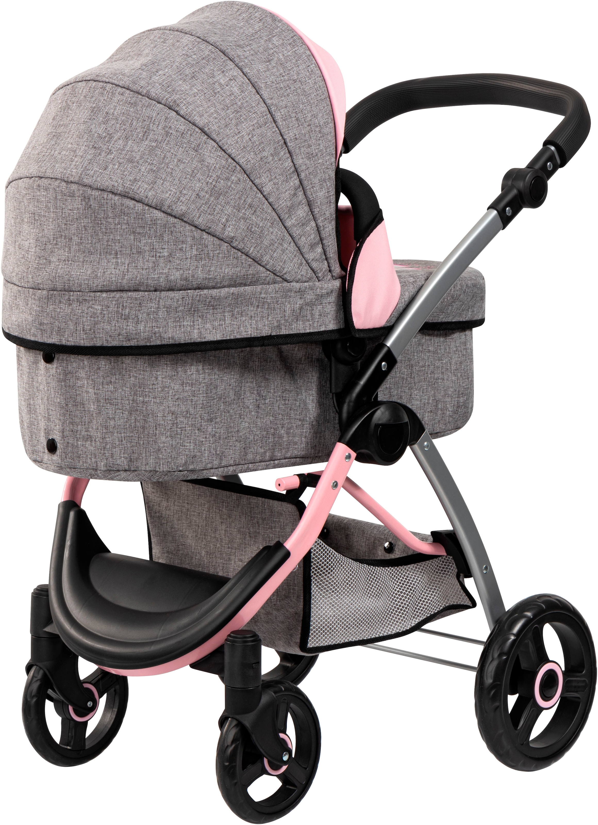 Bayer Kombi-Puppenwagen »City Max grau/rosa«, mit Wickeltasche