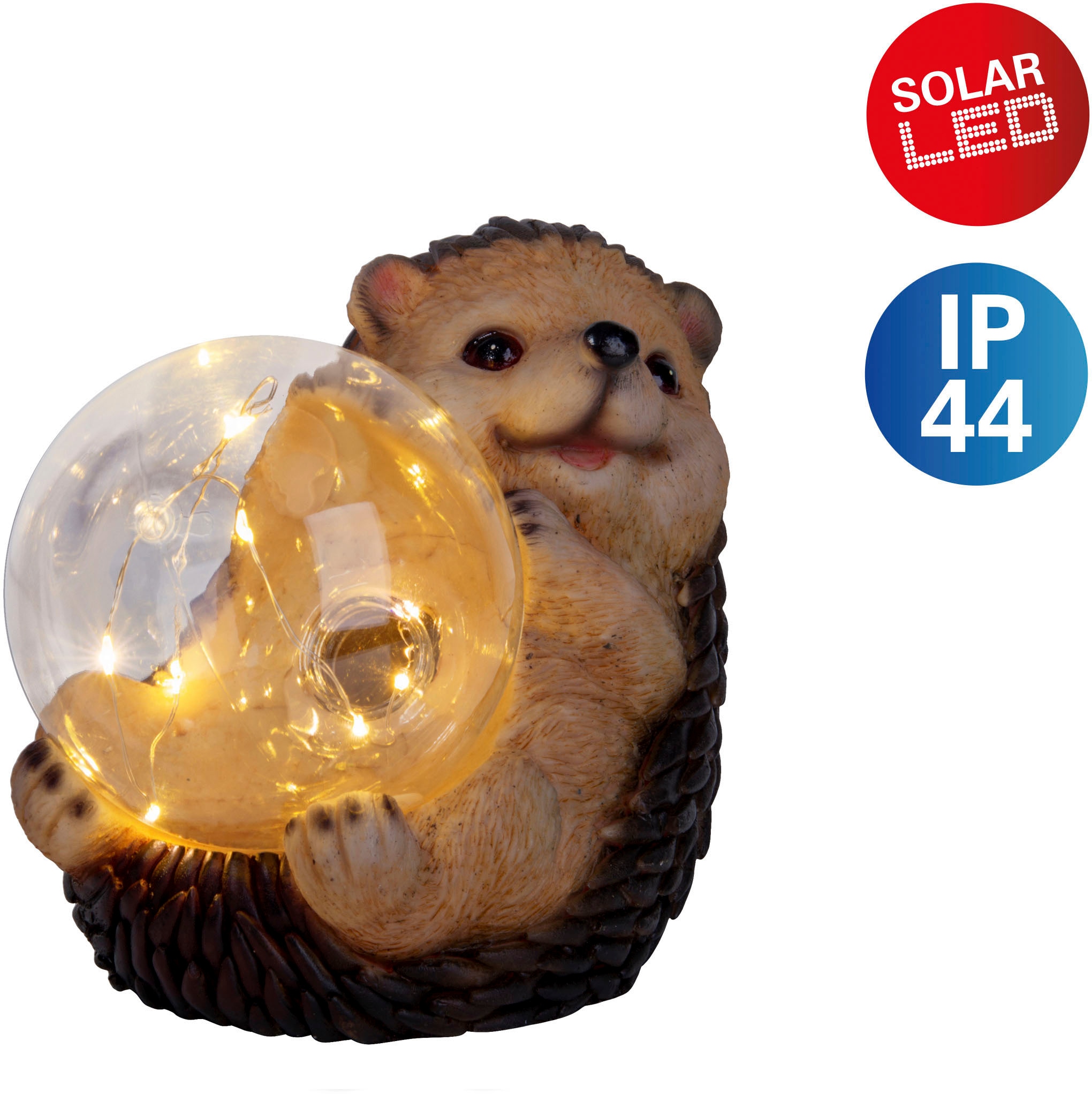 Kugel süßer auf beleuchteter in Igel braun/beige, kaufen Rechnung LED flammig-flammig, näve 1 »Igel«, Solarleuchte warmweißes mit Licht