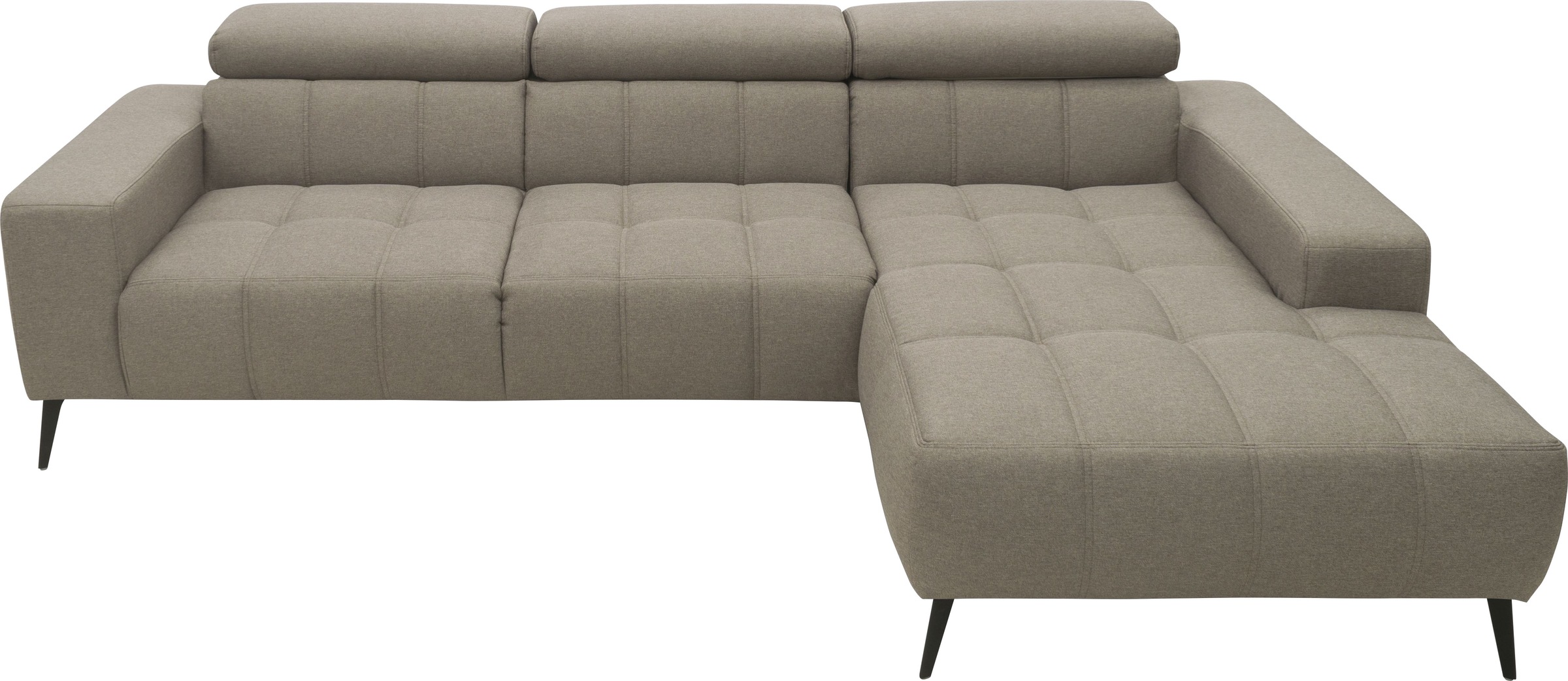 DOMO collection Ecksofa »Trento L-Form, mit Kufenfuß oder Einzelfuß«, wahlweise mit Kopfteilverstellung, Recamiere links/rechts bestellbar