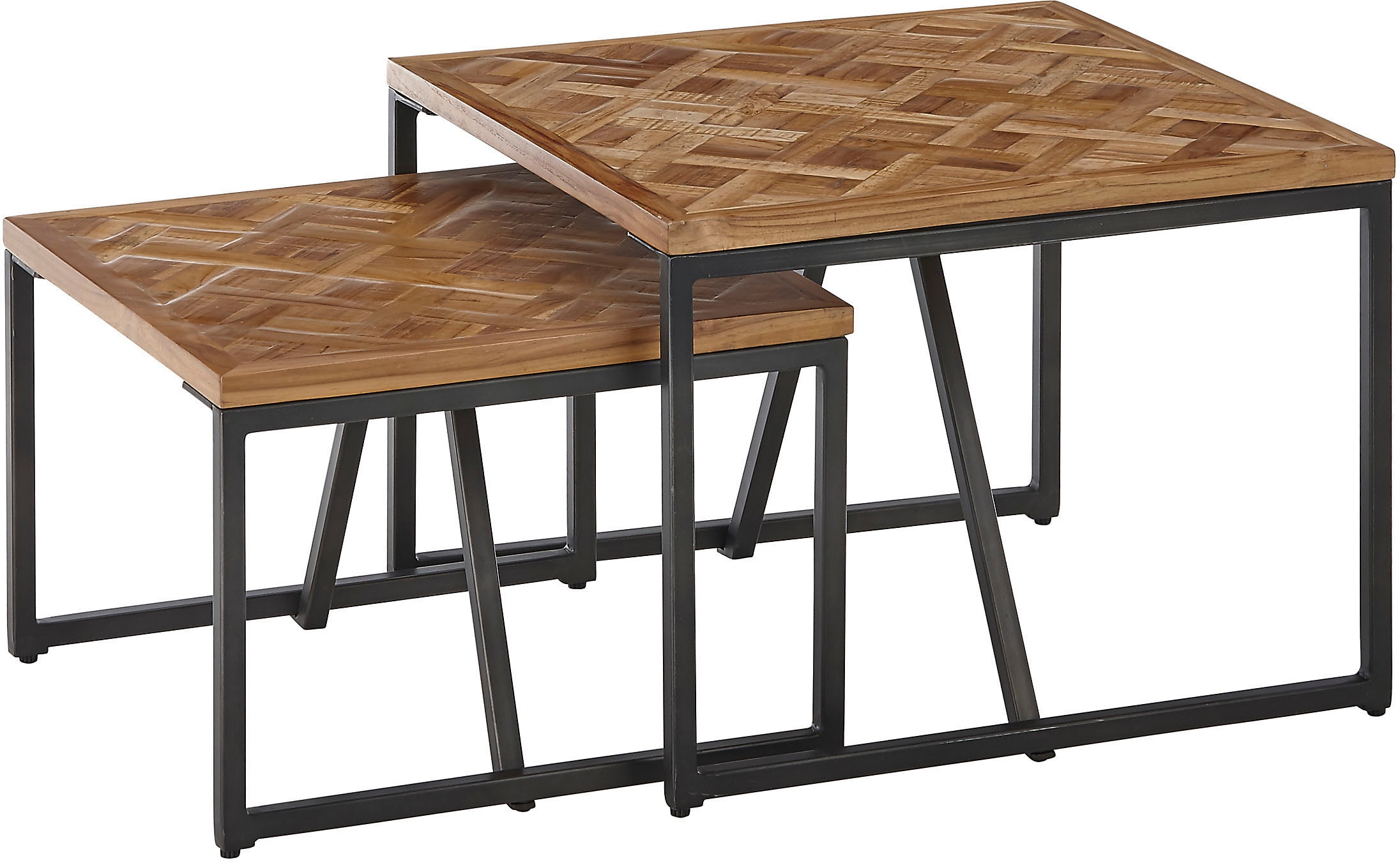 Stolkom Couchtisch »Lola«, 2-er Set Massivholz Teak recycelt mit Muster