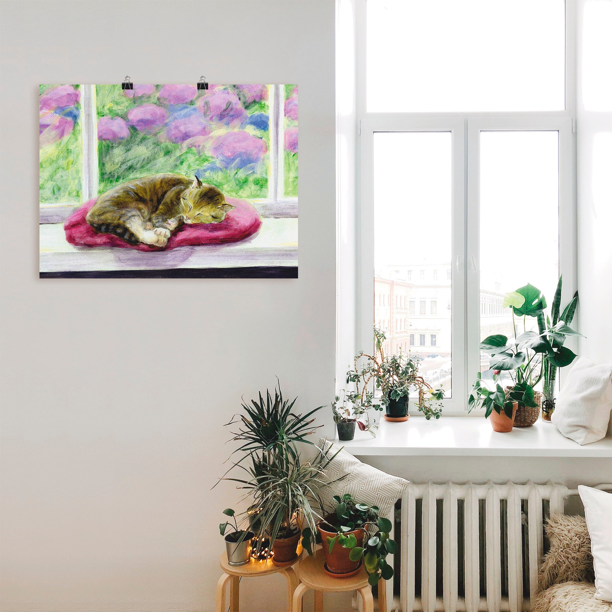Artland Wandbild »Katze auf Gartenfensterbank« Haustiere 1 Stk. tlg. als Po günstig online kaufen