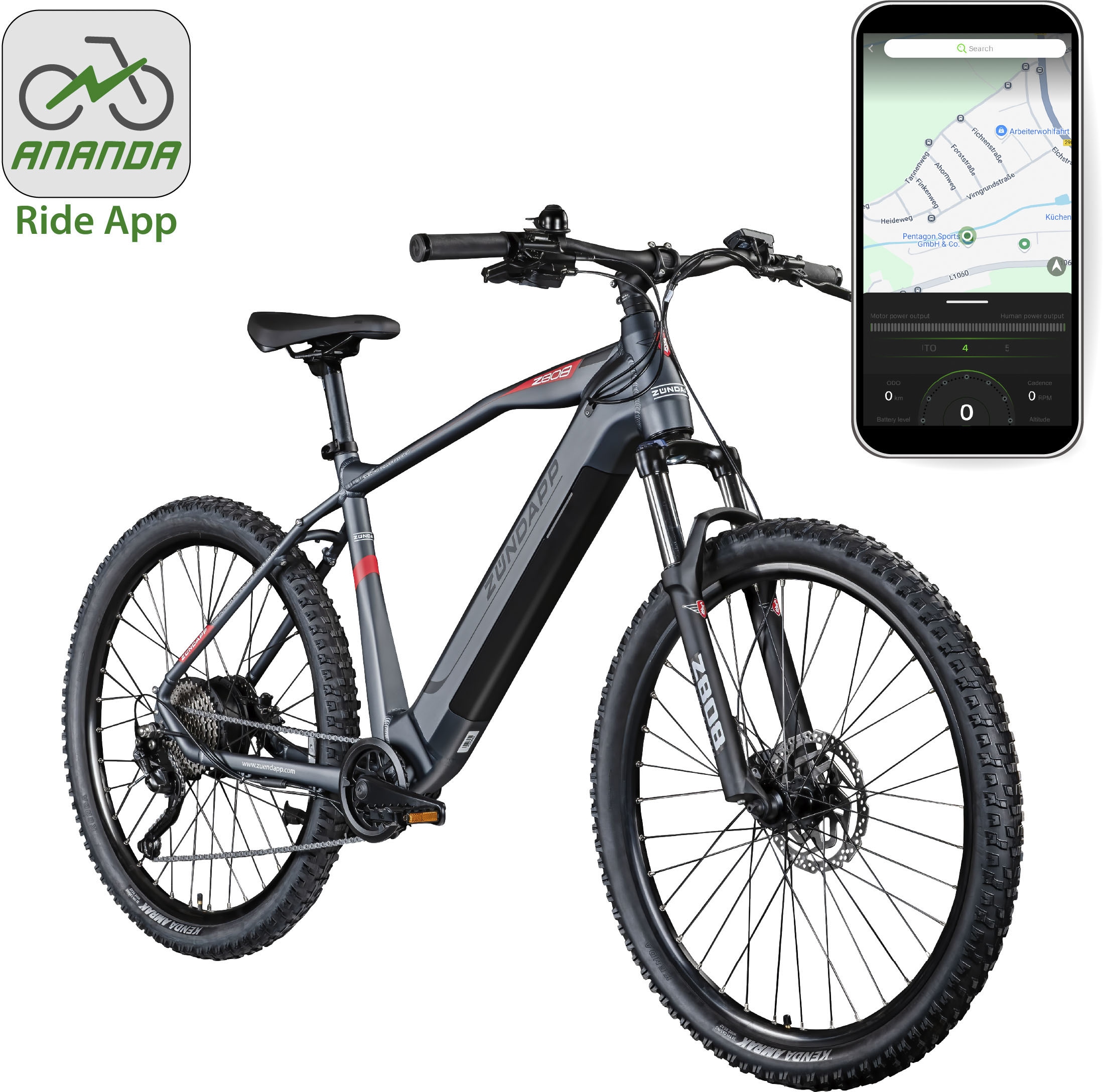 Zündapp E-Bike »Z808«, 10 Gang, Heckmotor 250 W, Pedelec, Elektrofahrrad für Damen u. Herren, MTB