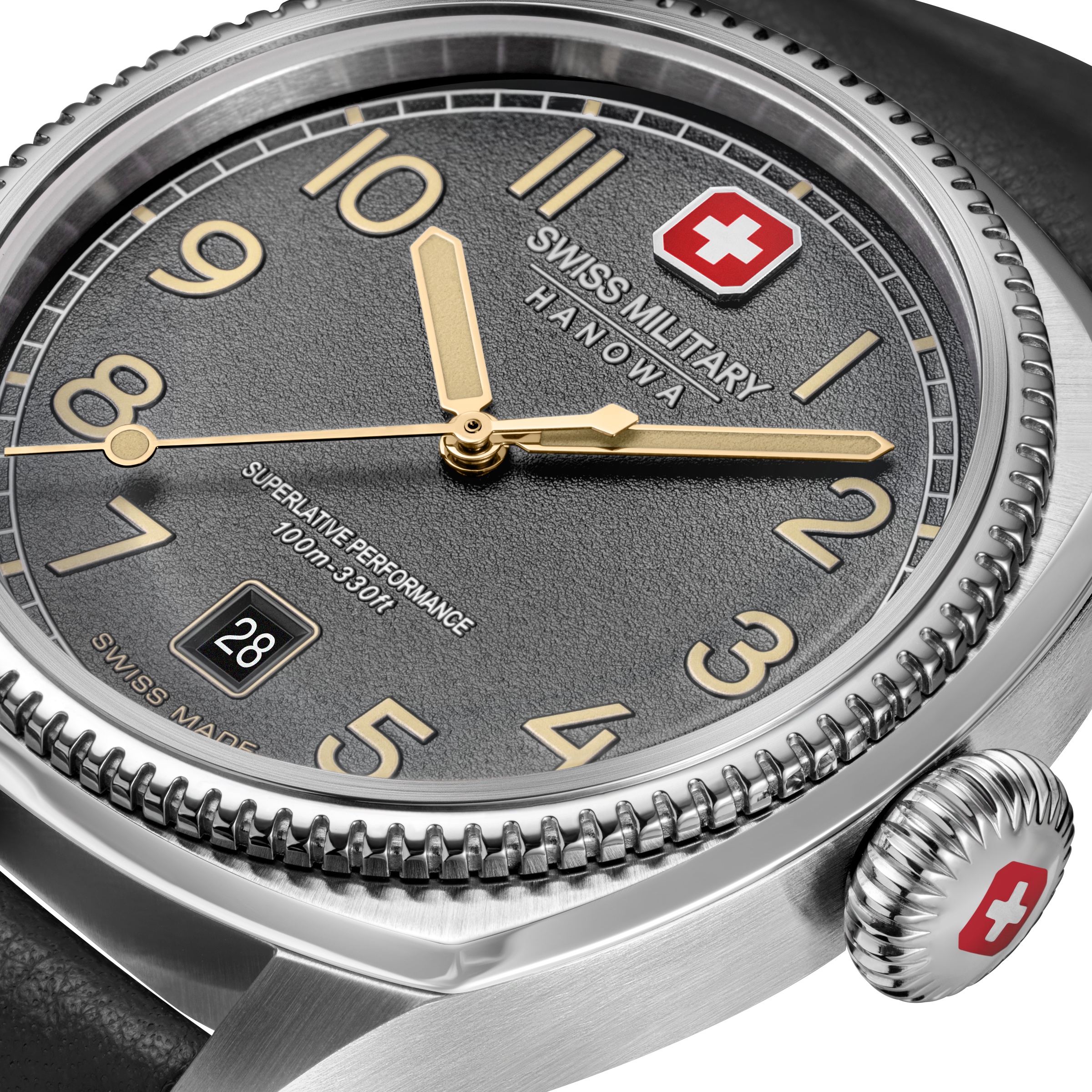 Swiss Military Hanowa Quarzuhr »Condor« Armbanduhr, Herrenuhr, Swiss Made, Lederarmband, analog, Tag