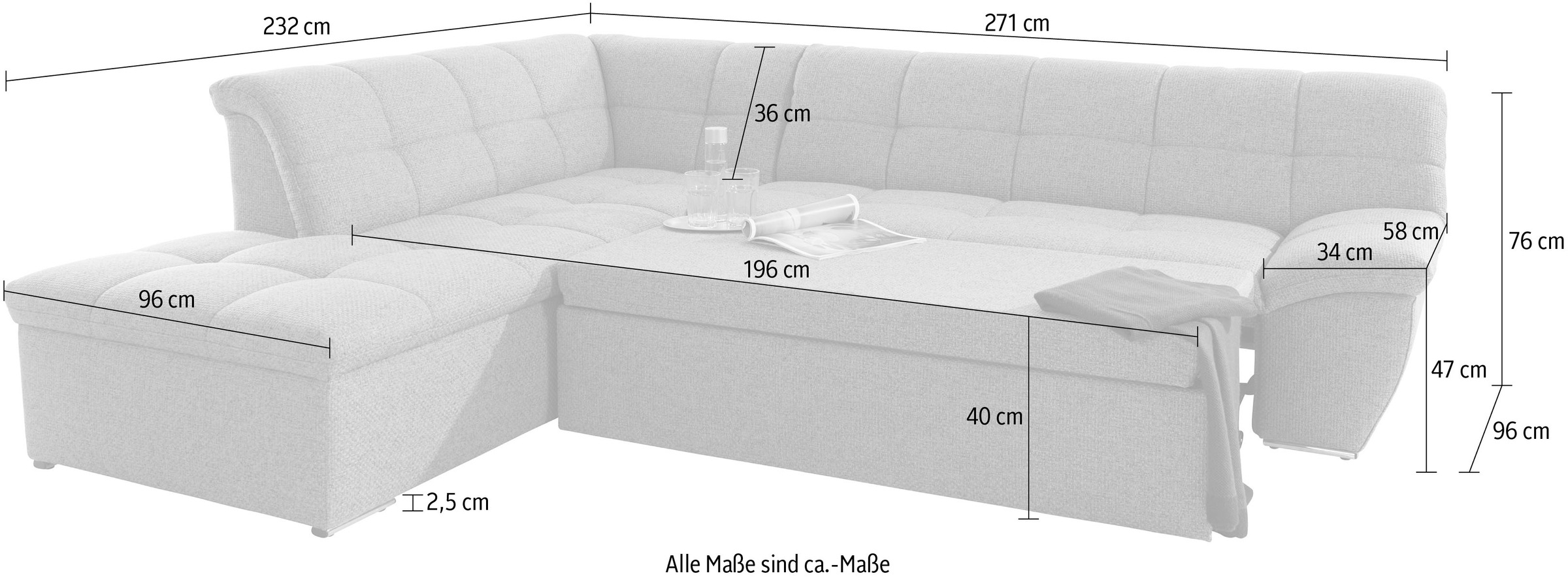 DOMO collection Ecksofa »Lagoa L-Form«, wahlweise mit Bettfunktion, frei im Raum stellbar, große Farbvielfalt