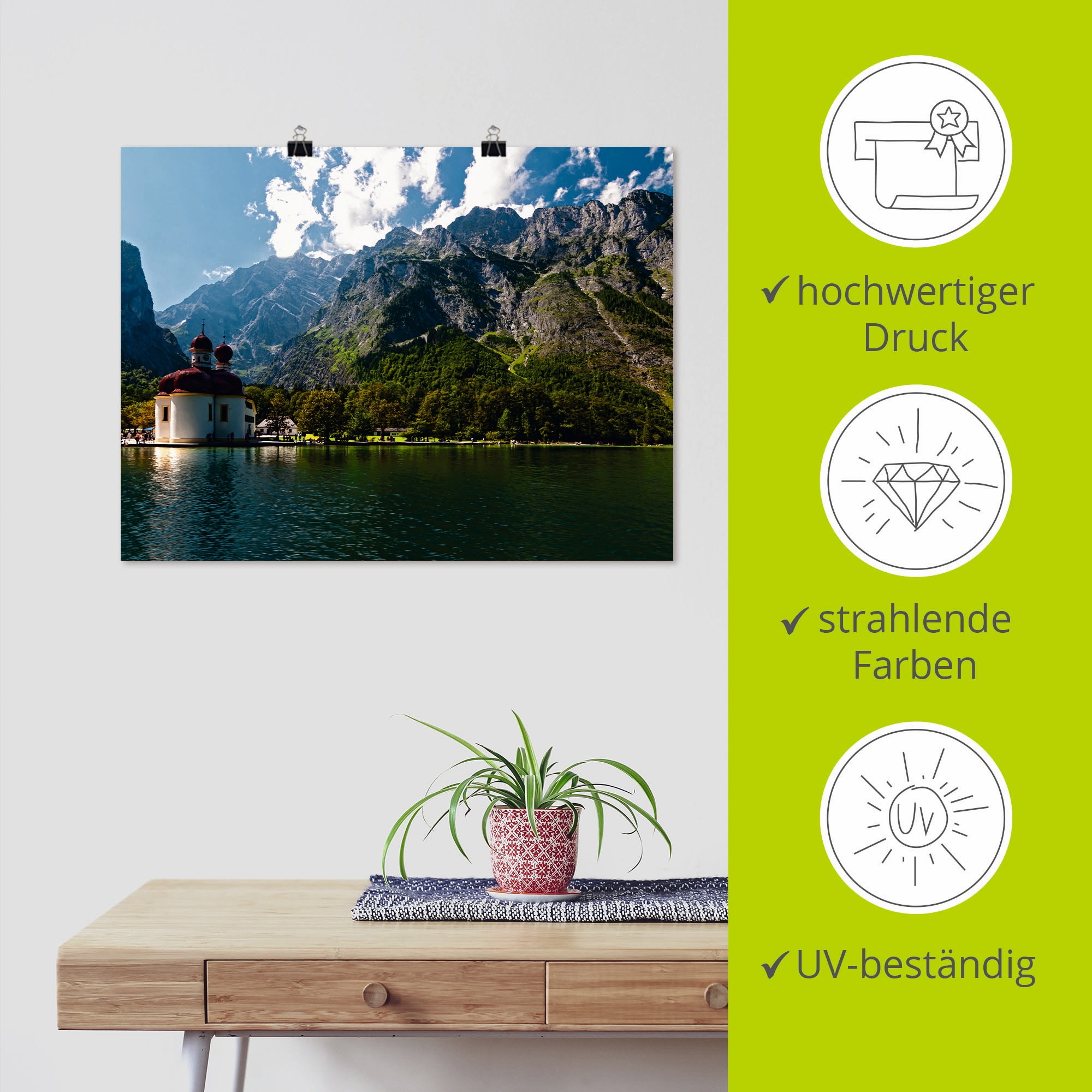 Artland Wandbild »St. Bartholomä (Königssee) I«, Berge, (1 St.), als Leinwandbild, Poster, Wandaufkleber in verschied. Größen