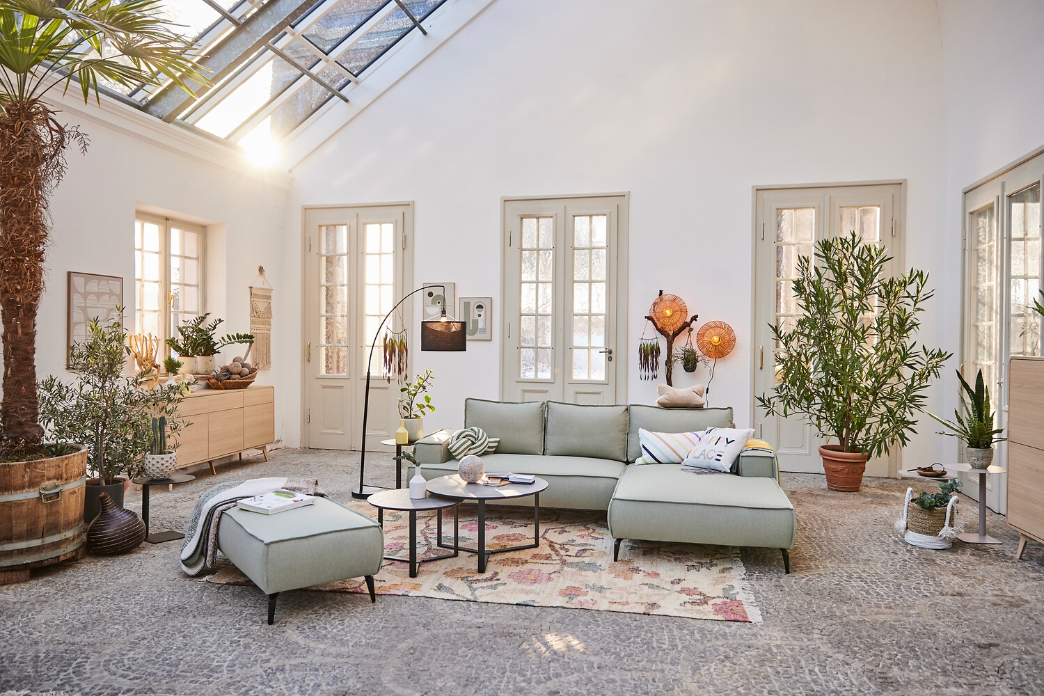 Home affaire Ecksofa »TVINNU, L-Form, 275cm, in Cord und Leinenoptik« wahlweise Recamiere rechts/links, schwarze Füße, bequemer Sitzkomfort