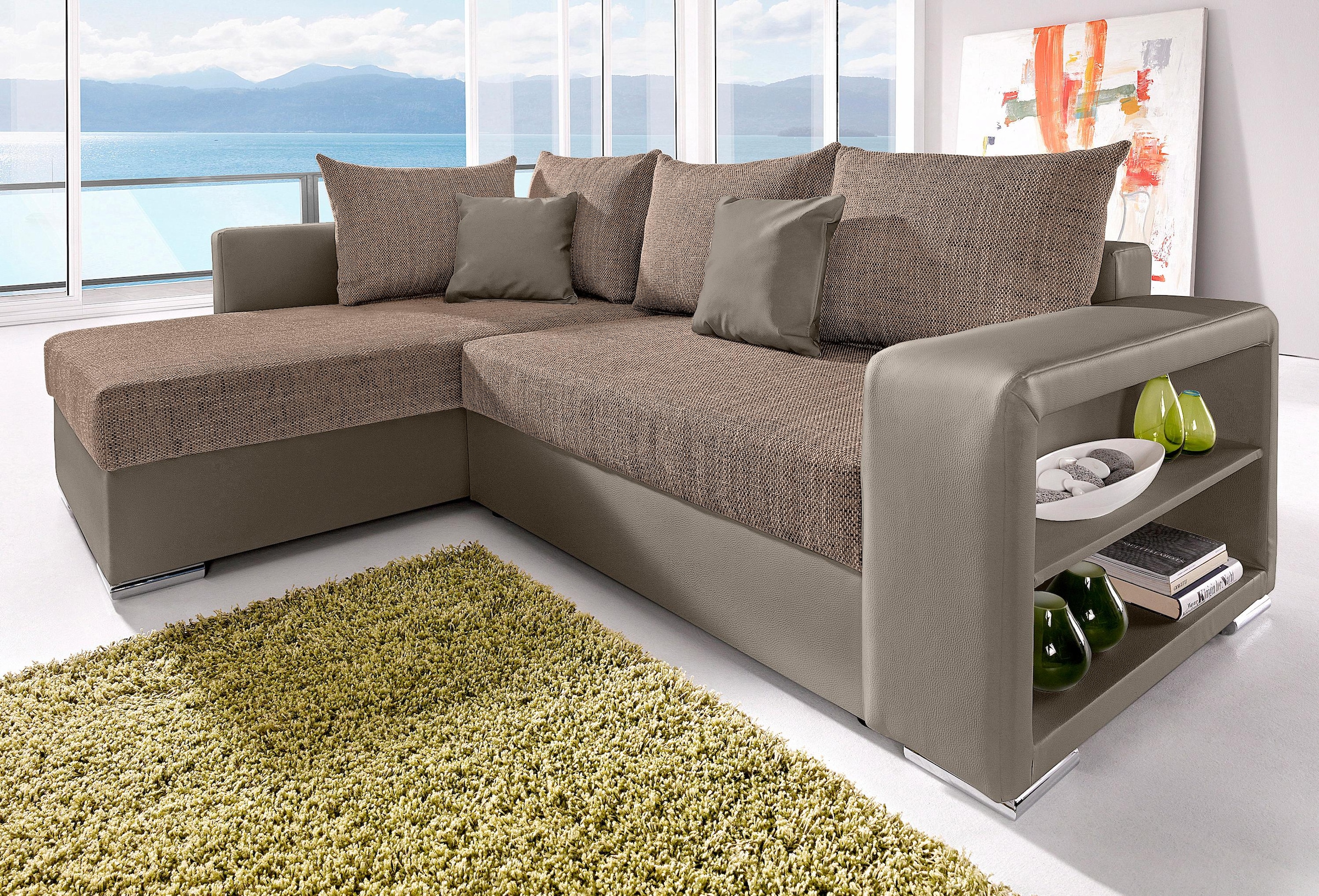 COLLECTION AB Ecksofa John, mit Bettfunktion, mit Rücken- und Zierkissen