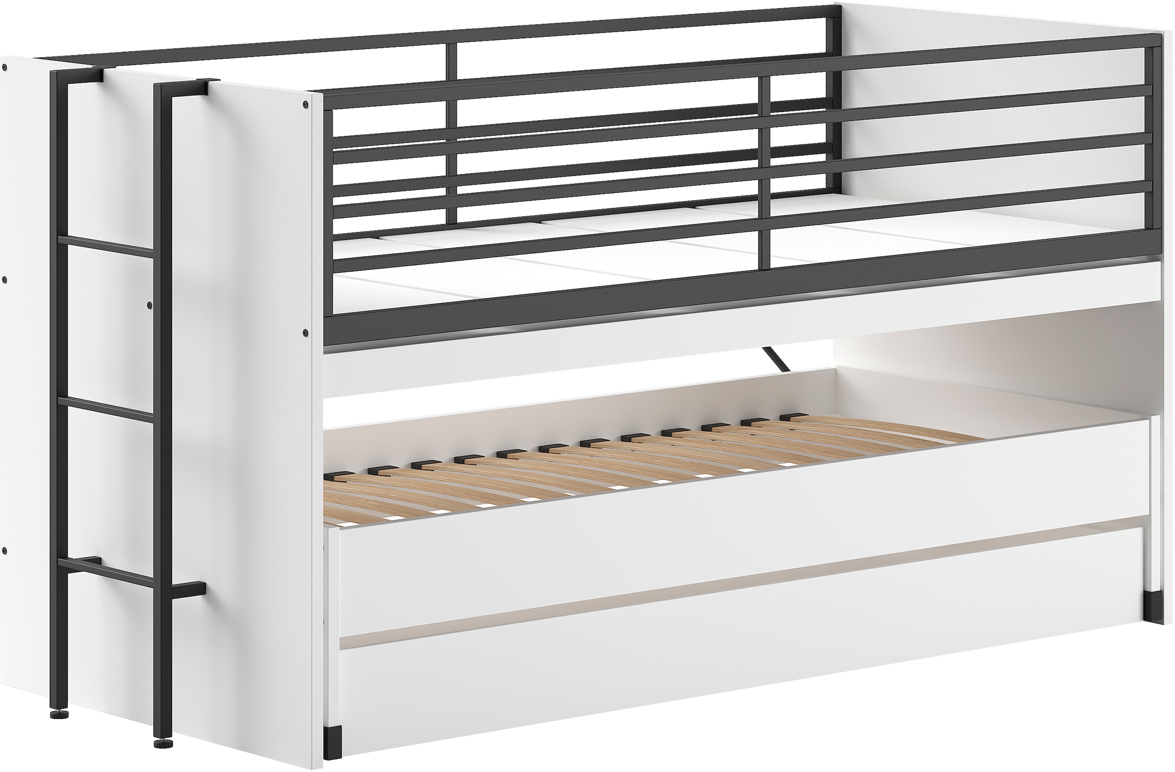 Home affaire Etagenbett, (Made in Europe), für kleine Räume, 2 Liegefl., Bettschublade, inkl. Schreibtisch, Dekor