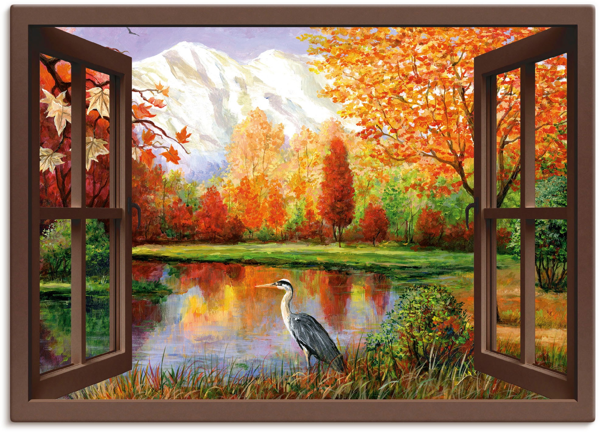 Artland Wandbild »Herbst am See Ausblick«, Fensterblick, (1 St.), als Leinw günstig online kaufen