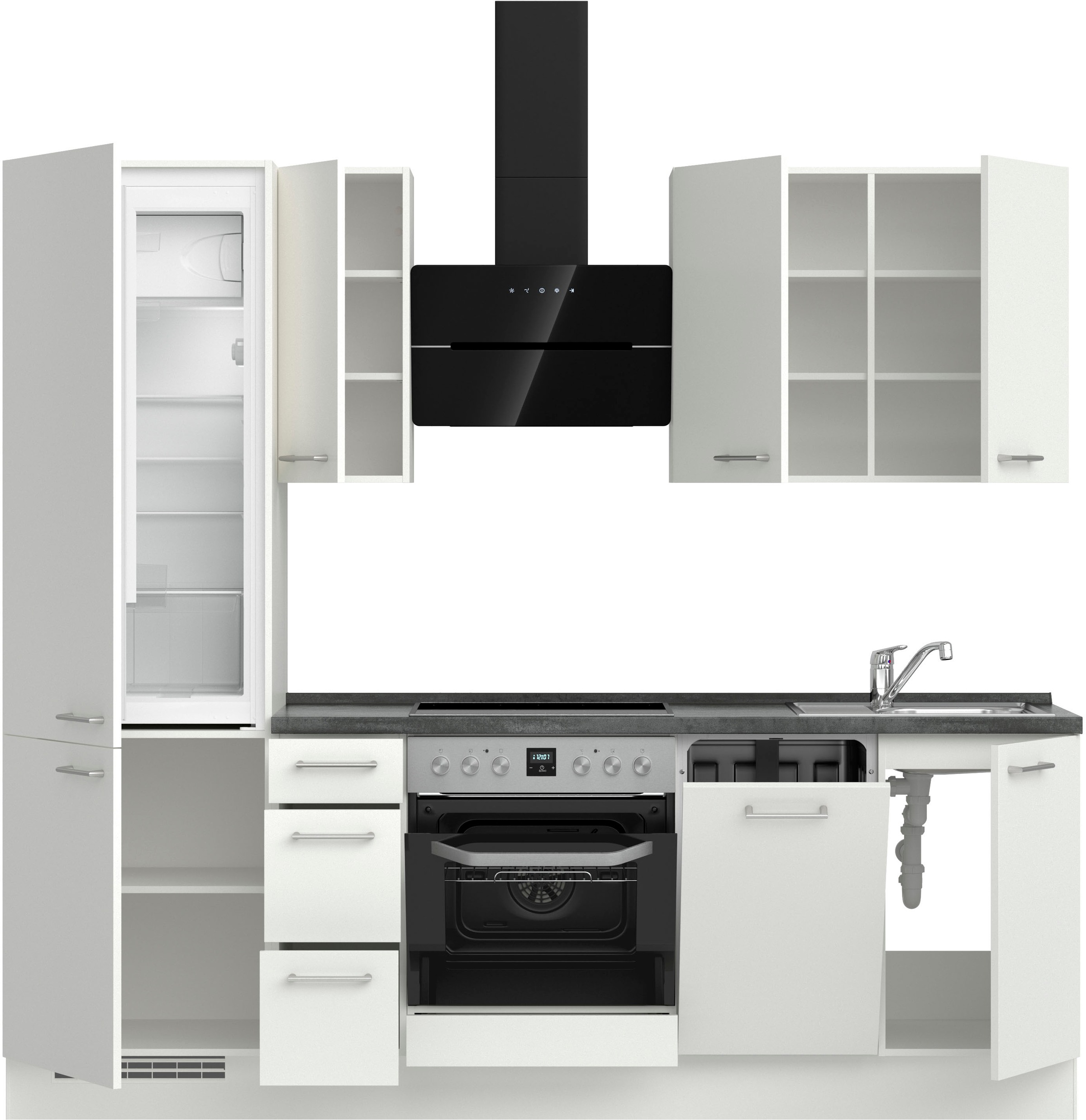 nobilia® Küchenzeile »"Laser II", Ausrichtung wählbar, Breite 240 cm«, vormontiert, wahlw. mit unterschiedlichen E-Geräten-Sets