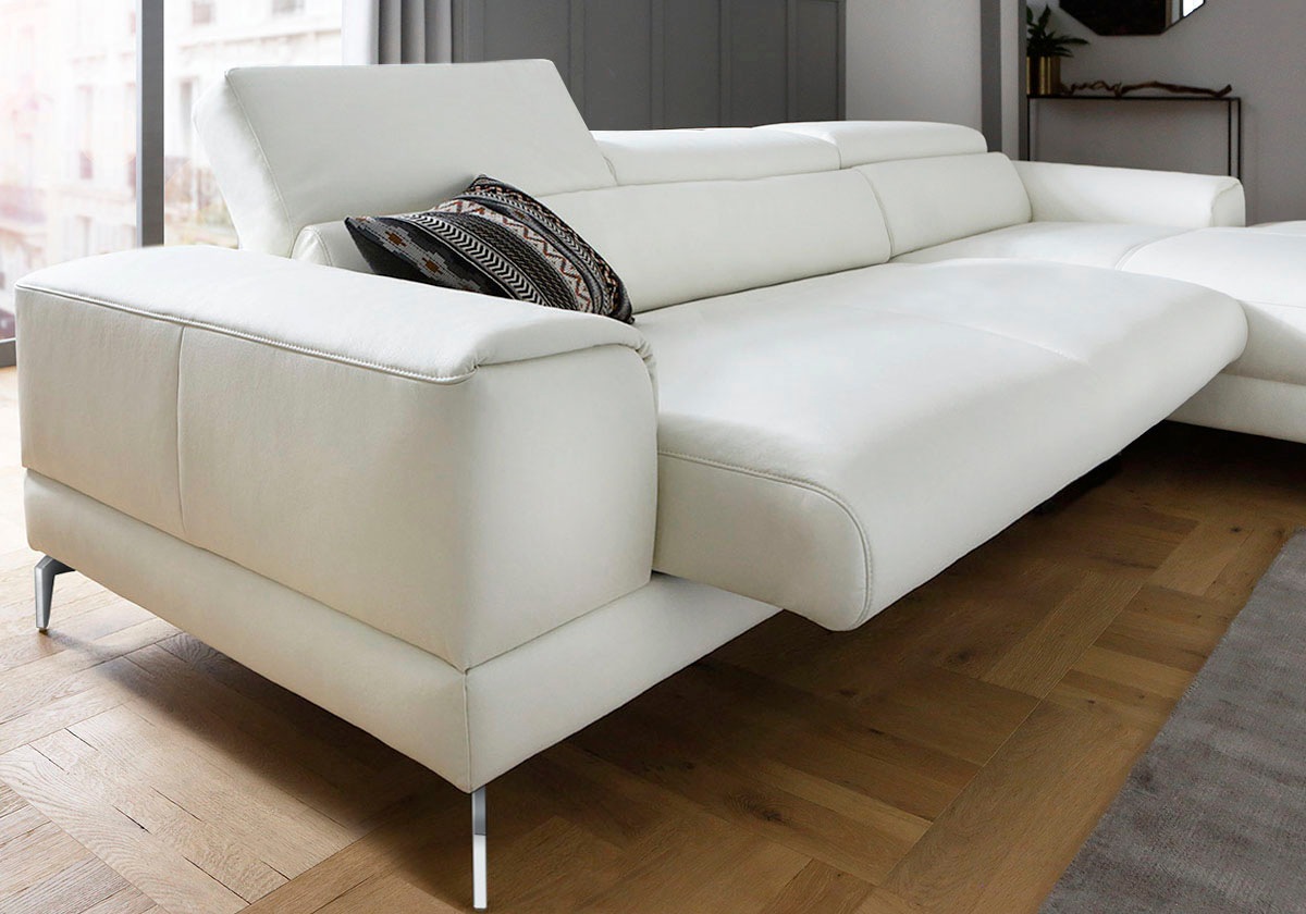 W.SCHILLIG Ecksofa »piedroo, Designsofa mit tollem Sitzkomfort, elegant und bequem, L-Form«, Kopfteilverstellung, wahlweise mit Sitztiefenverstellung, Breite 343cm