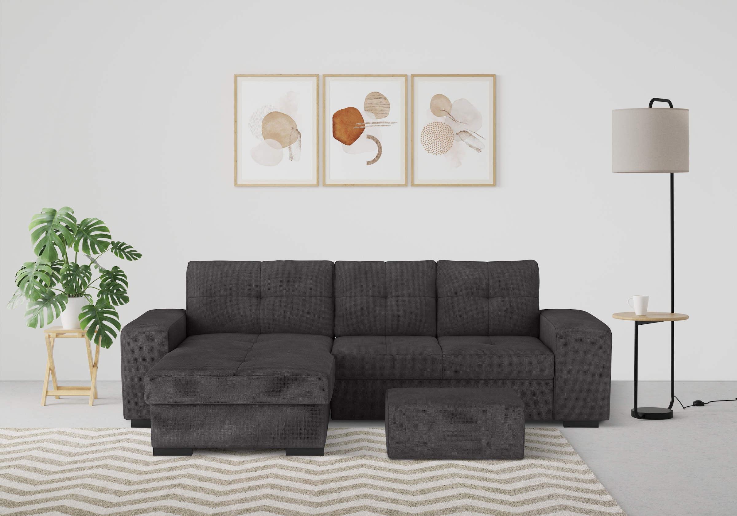 COTTA Ecksofa »Mattina L-Form«, mit Hocker, wahlweise mit Bettfunktion & Be günstig online kaufen