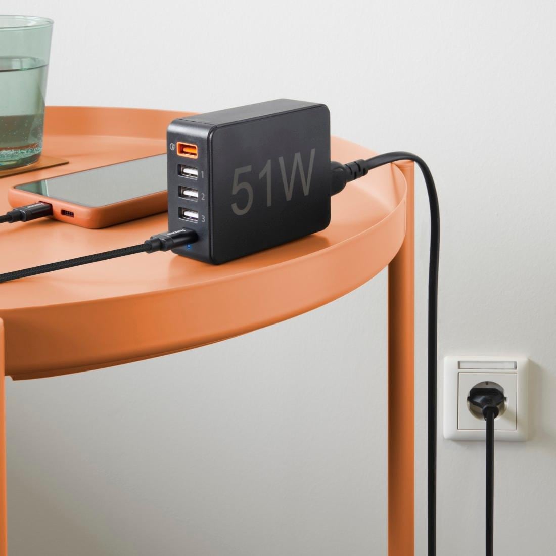 Hama USB-Ladegerät »5in1 USB-Ladestation 51 W, USB + USB-C Adapter 5 Port Schnellladegerät«