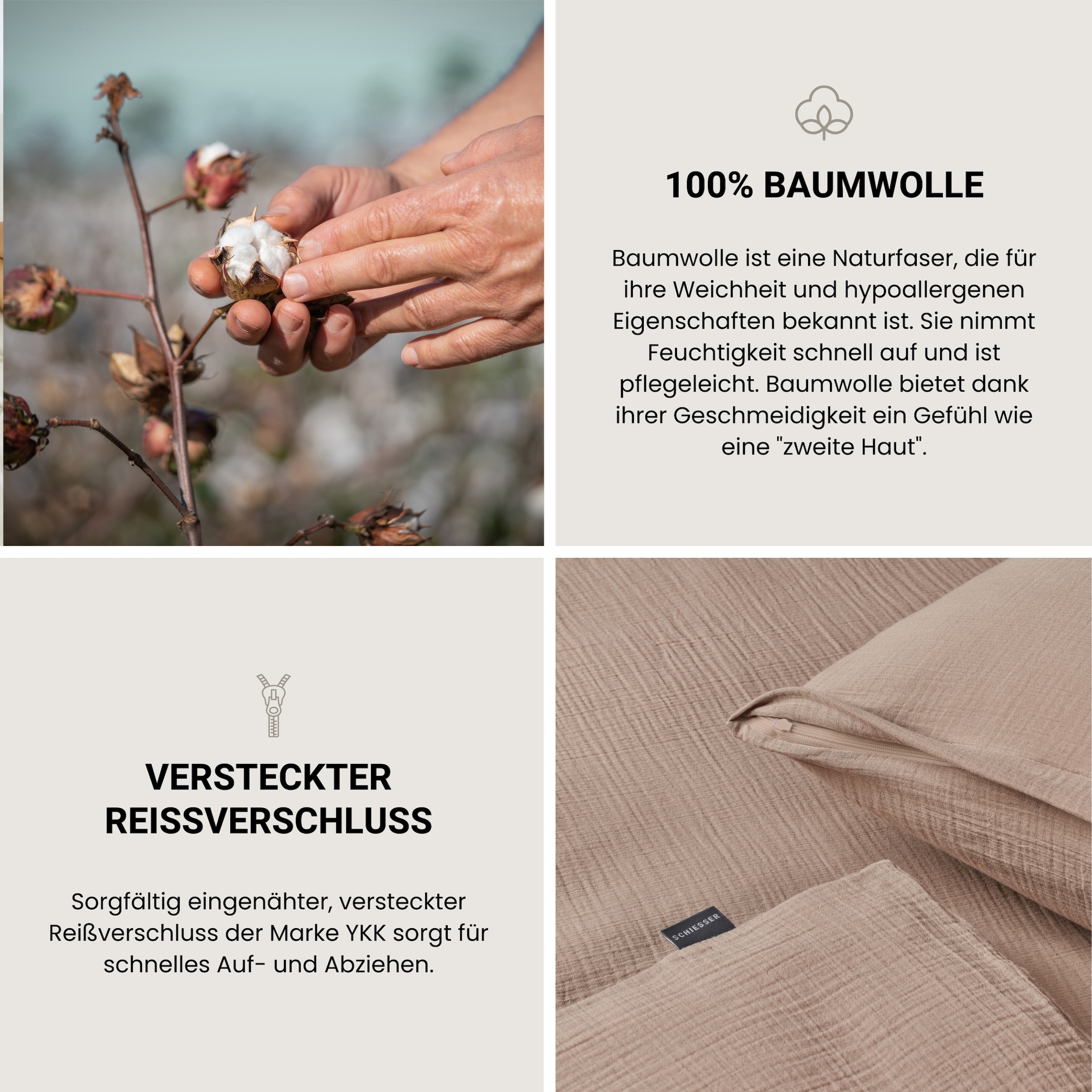 Schiesser Bettwäsche »Molly aus supersofter Musselin-Qualität in gedeckten Farben«, Made in Green
