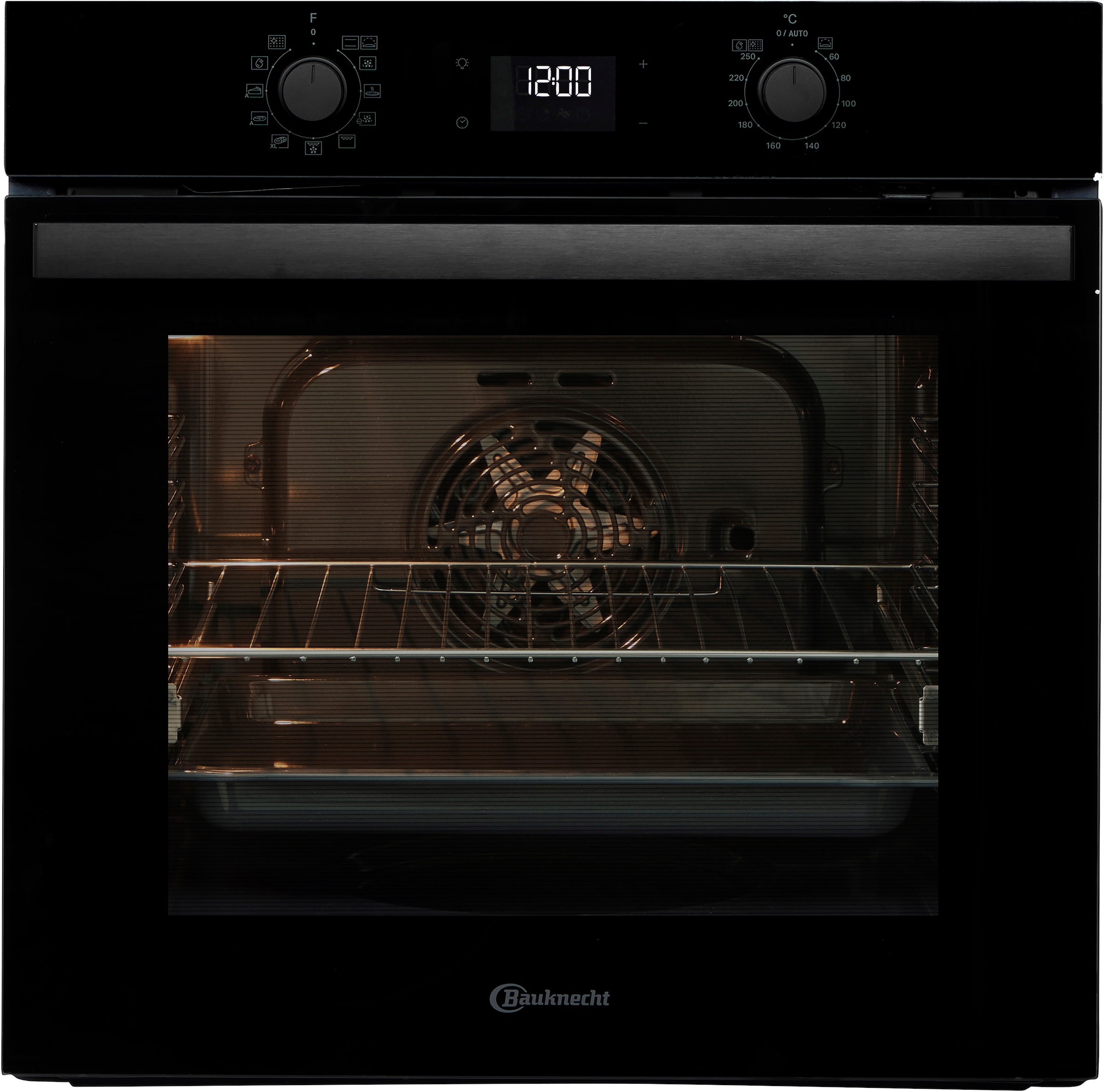 BAUKNECHT Einbaubackofen  »BBA285PU1ZK«, mit 1-fach-Teleskopauszug, Pyrolyse-Selbstreinigung, Easy Grill - eiaches Grillen im Backofen
