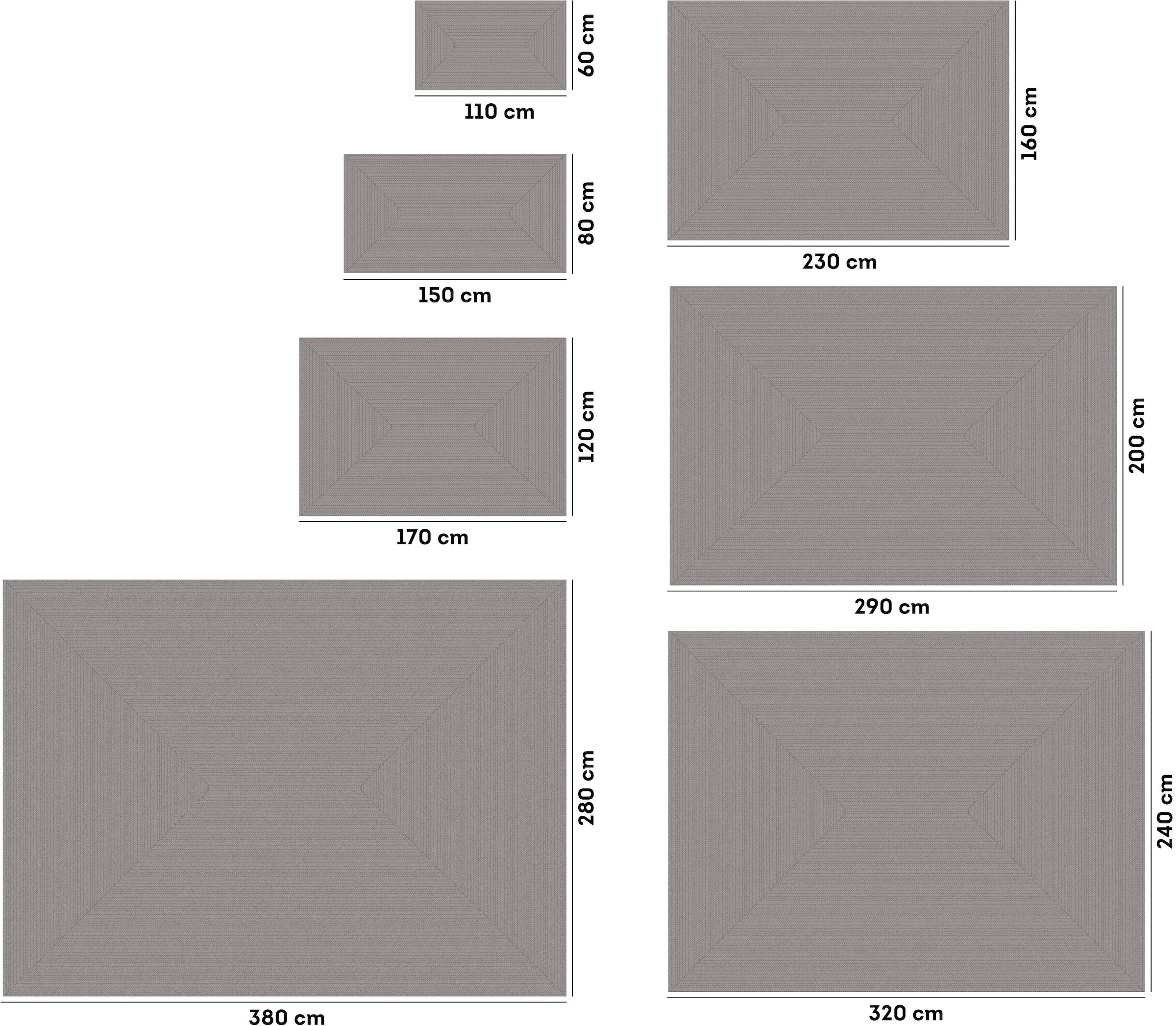 OTTO home Teppich »Aliv, Fischgräten-Design auch für Balkon und Terrasse« rechteckig 3 mm Höhe In- und Outdoor geeignet, Wetterfest & UV-beständig
