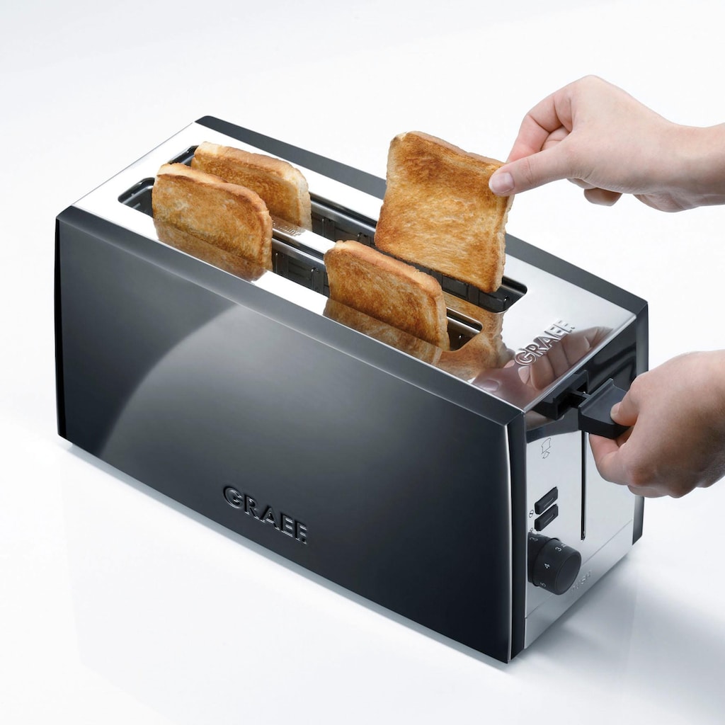Graef Toaster »TO 102, schwarz-matt«, 2 lange Schlitze, für 4 Scheiben, 1380 W