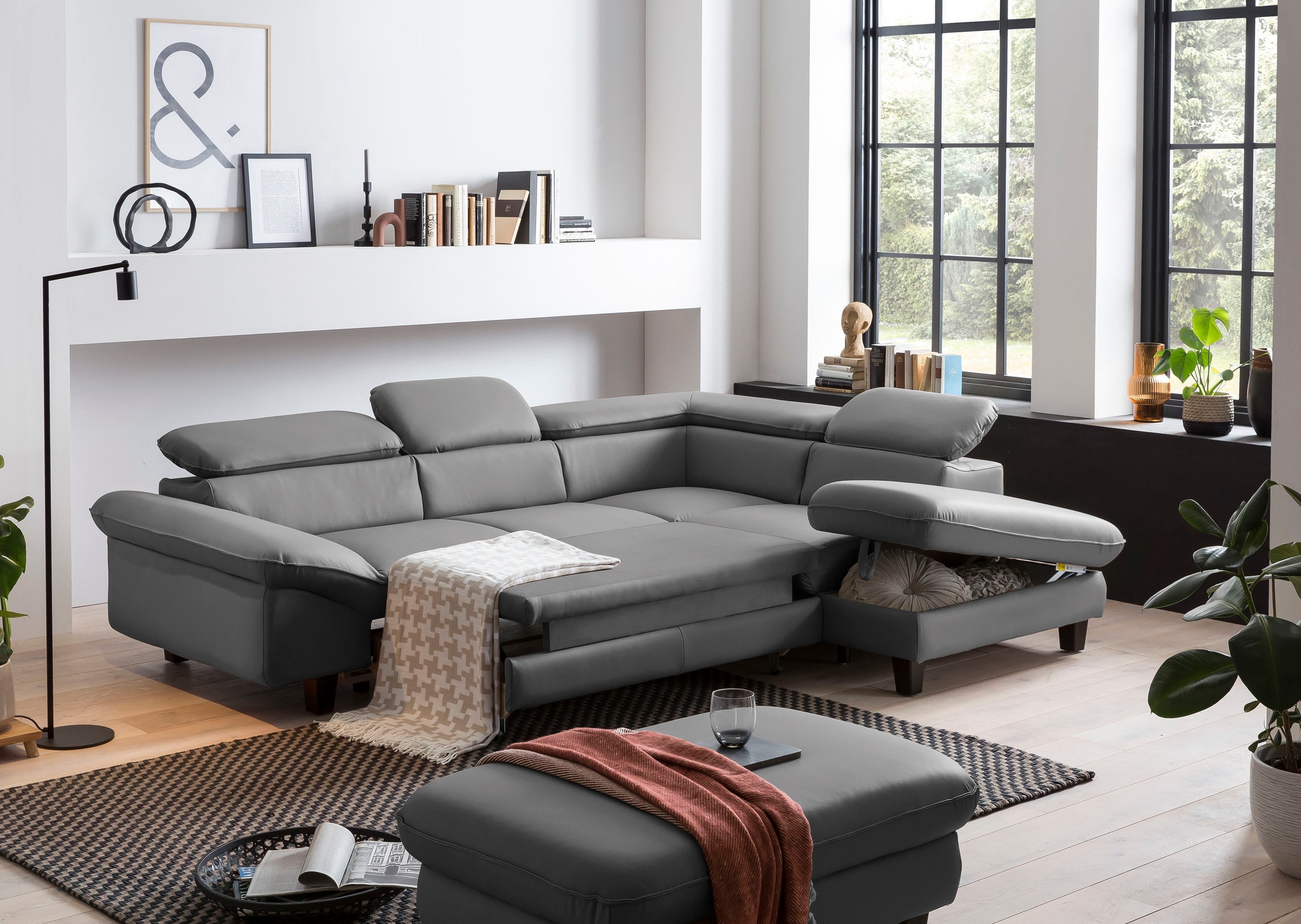 Home affaire Ecksofa »Pilot L-Form«, mit Kopfteilverstellung, wahlweise mit Bettfunktion & Bettkasten