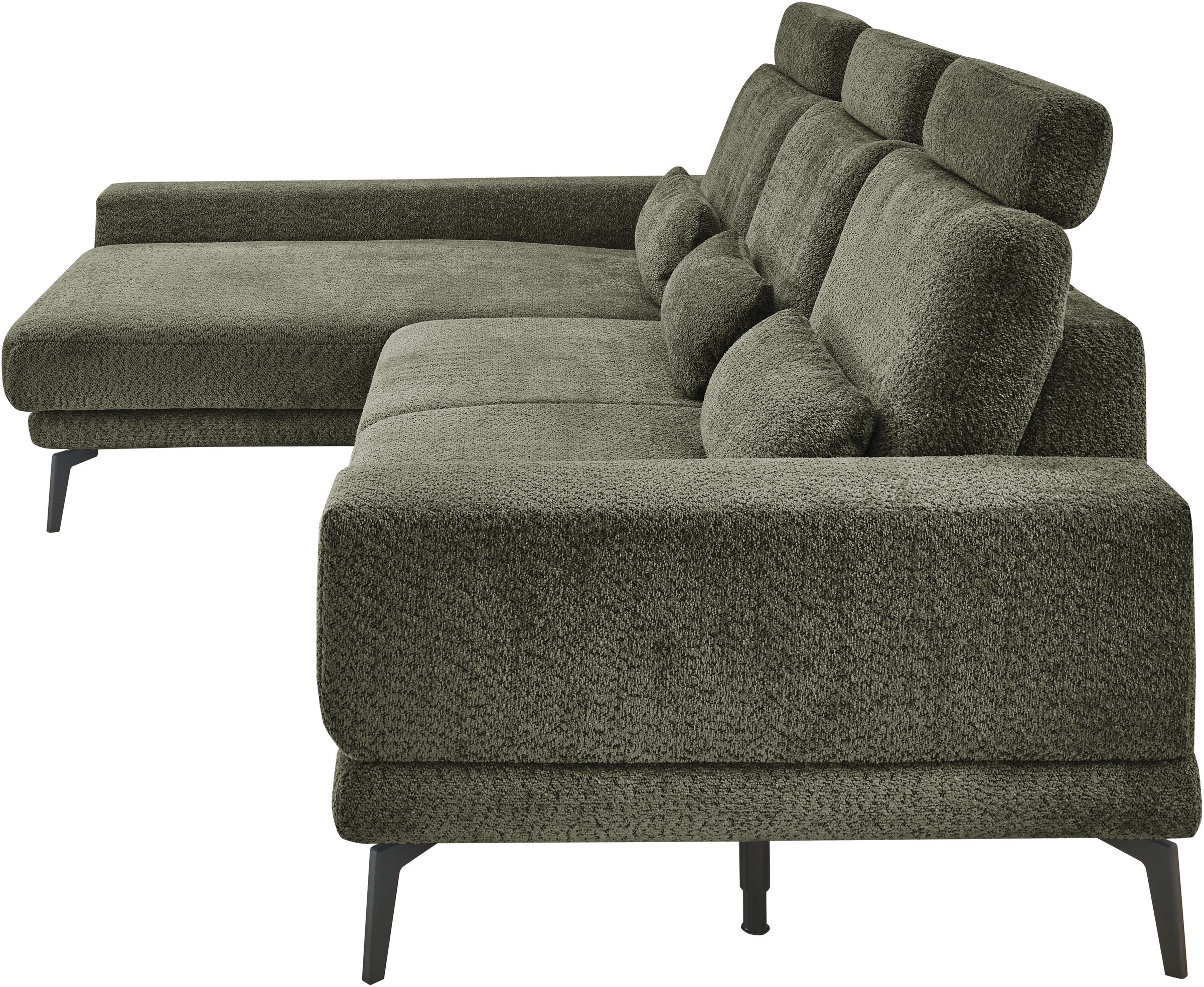 set one by Musterring Ecksofa »SO 3600, inkl motor. Sitztiefenverstellung, Kopfstützen, Nierenkissen«, Sitzhöhe 42 cm, Federkern, Breite 293 x Tiefe 180 cm, Kama olive