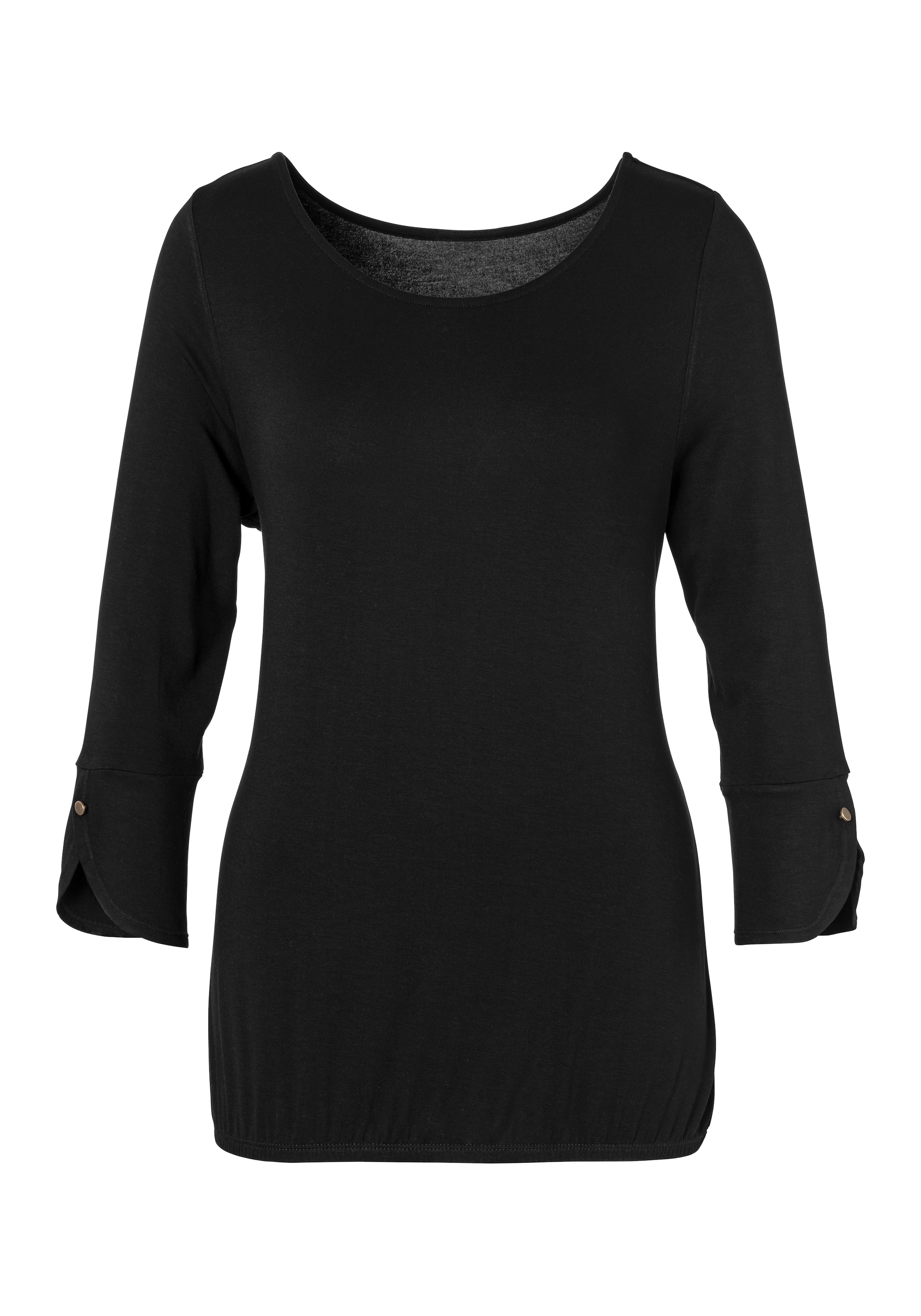 Vivance 3/4-Arm-Shirt »mit Manschetten und goldfarbenen Knöpfen«, (2er-Pack), aus weichem Viskose-Stretch