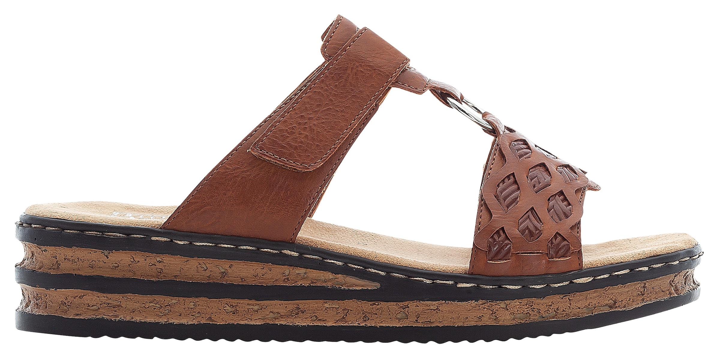 Rieker Pantolette  Keilabsatz, Sommerschuh, Schlappen mit Riemchen in Flechtoptik