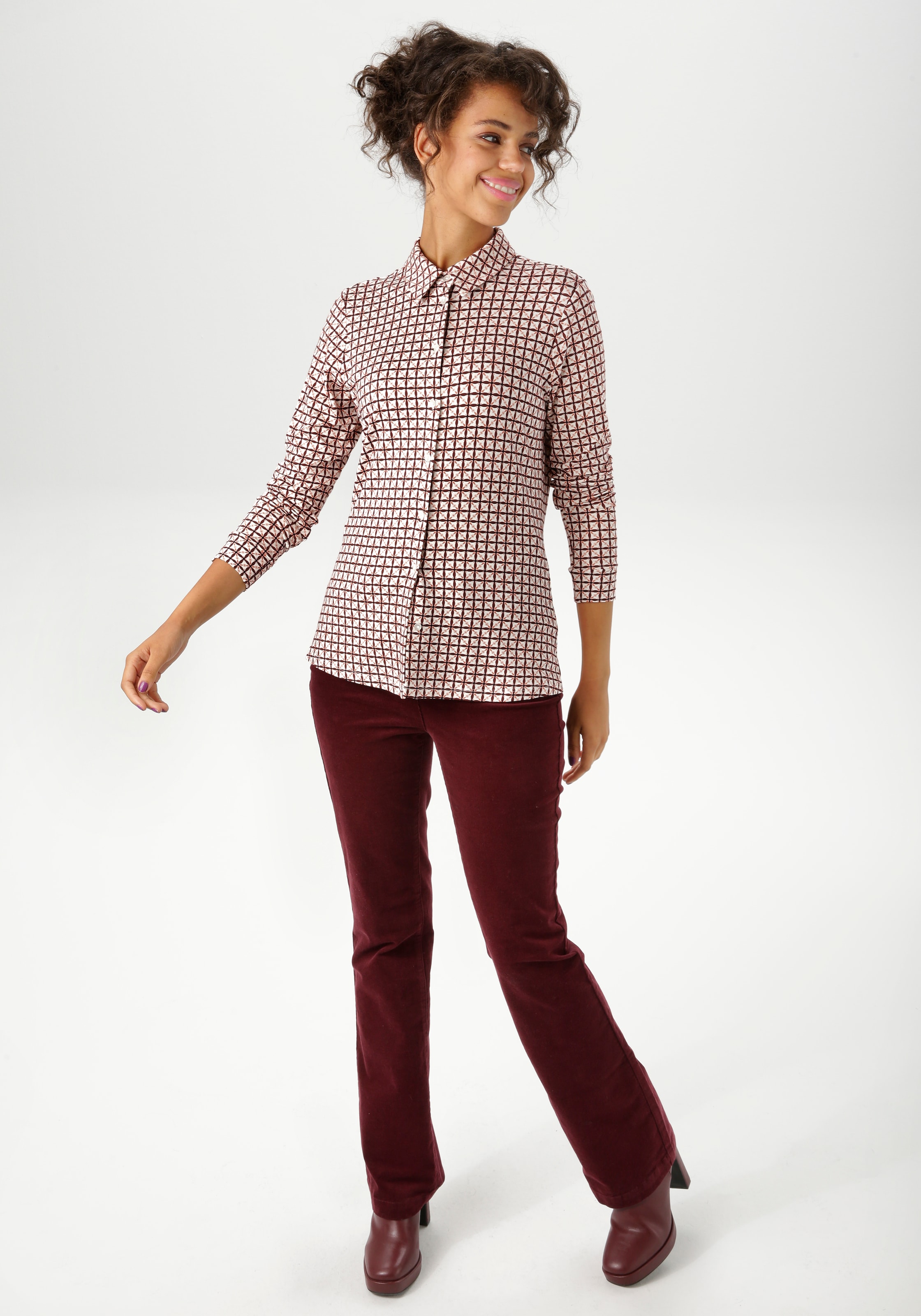 Aniston CASUAL Hemdbluse, mit farbharmonischem Retro-Muster - NEUE KOLLEKTION