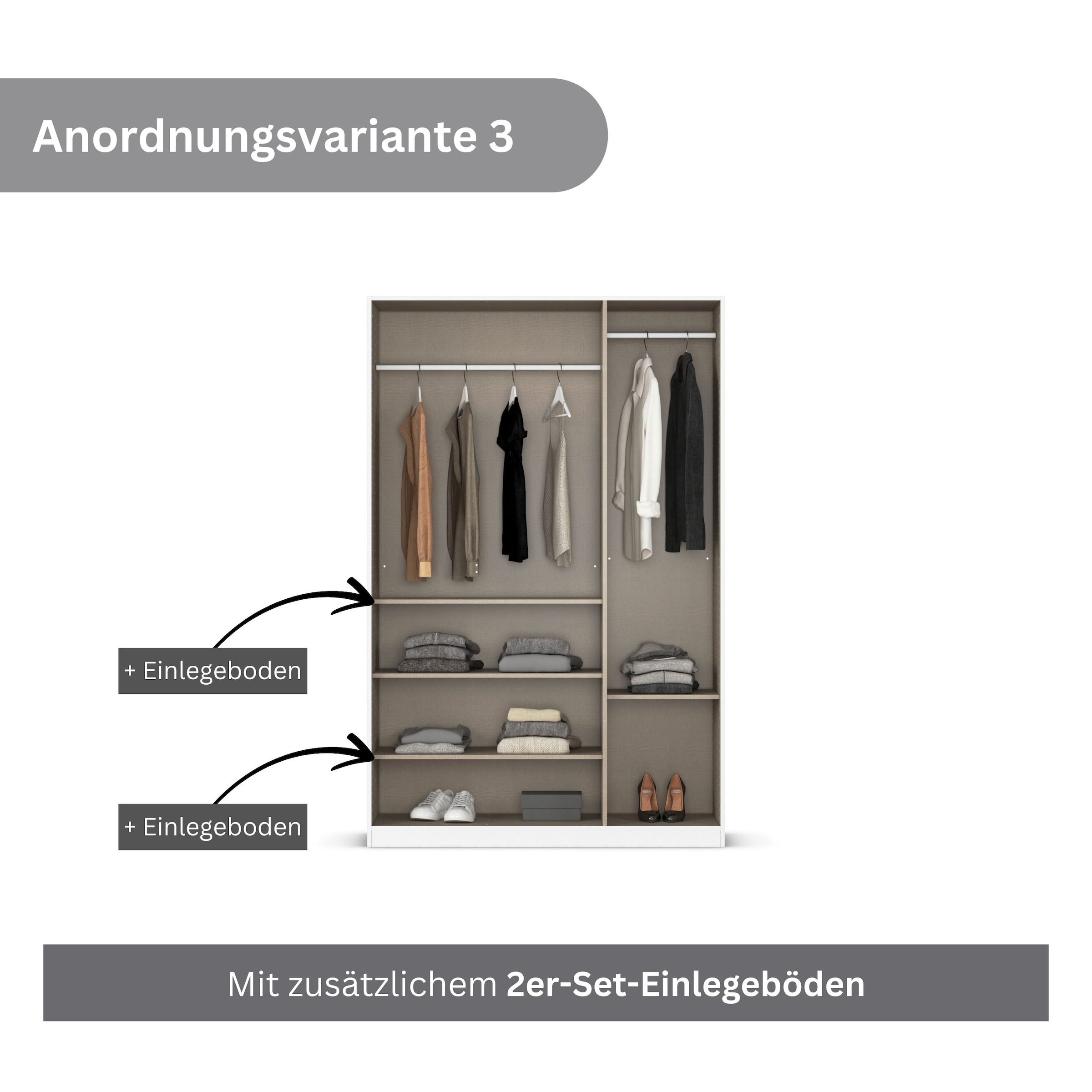 rauch Drehtürenschrank »Kleiderschrank Kleiderschränke Schrank Garderobe AGORDO mit Glasfront«, (in zwei Griff-Farben), durchdachte Innenausstattung, in 6 Breiten und 2 Höhen MADE IN GERMANY