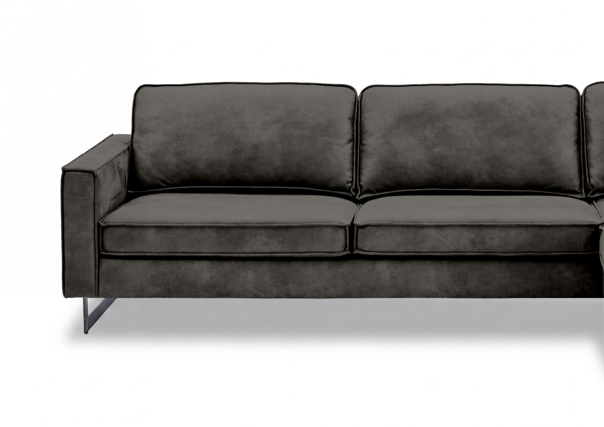 OTTO home Ecksofa »Pinto, 290 cm, Cord, Chenille, Lederoptik, Ottomane links / rechts« mit Keder, schwarze Metallfüße, Wellenunterfederung