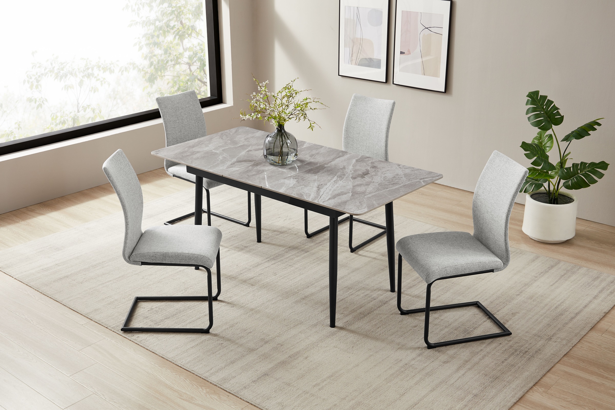 OTTO home Essgruppe »Stevian« Set, Ausziehbarer Esstisch + 4 Stühle, 5 Stk. günstig online kaufen