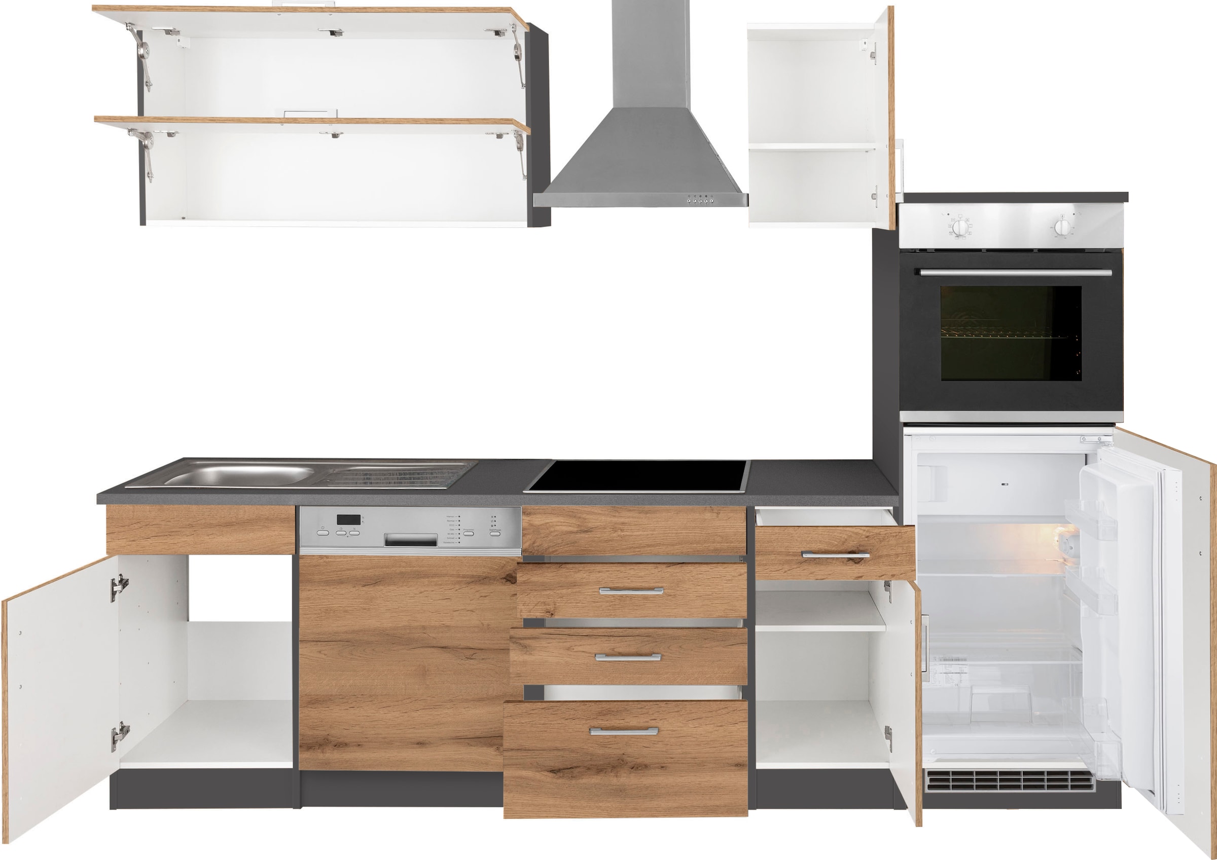 KOCHSTATION Küchenzeile »KS-Colmar«, mit E-Geräten, Breite 270 cm