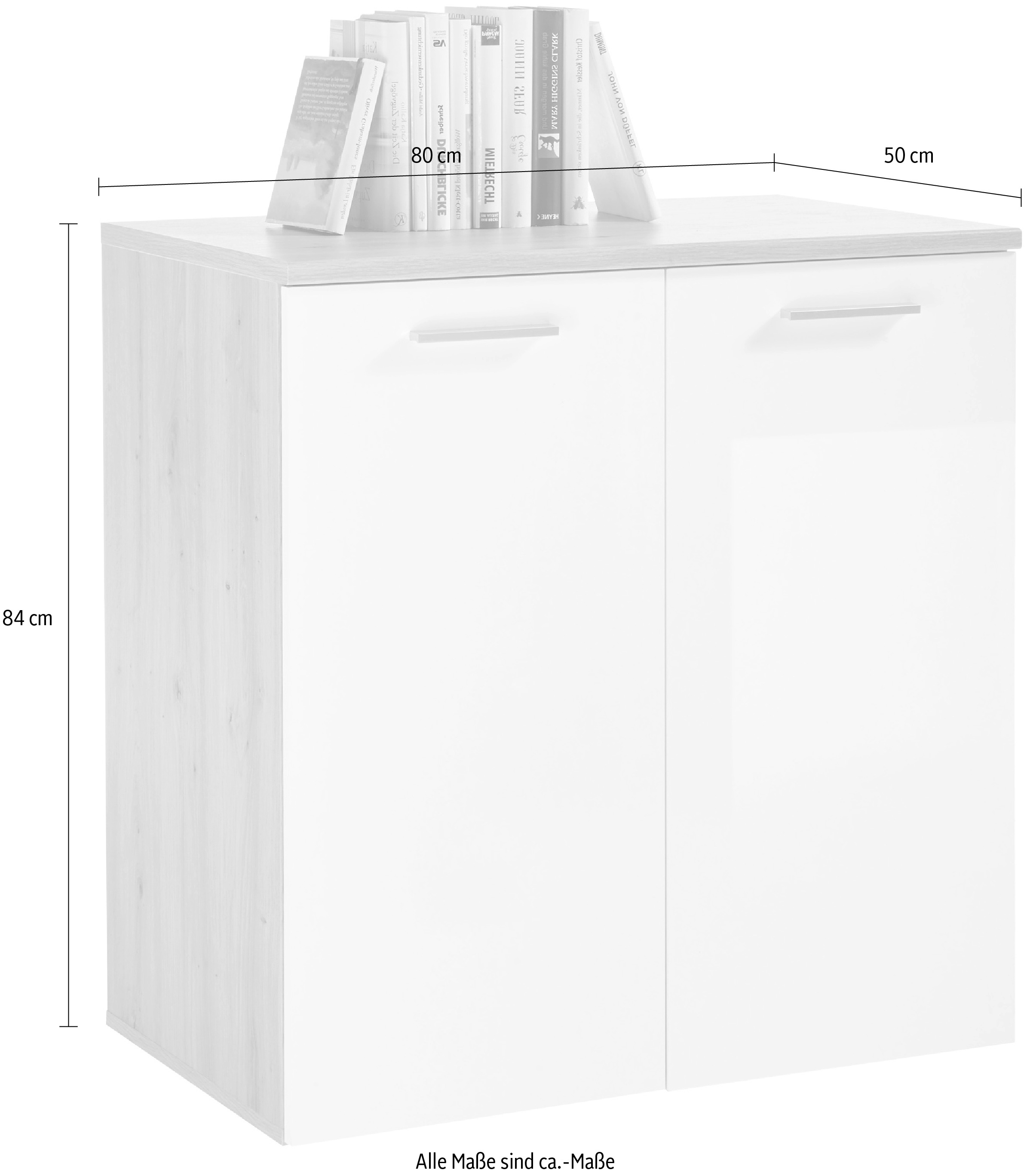 HBZ Kommode »Pablo weiß Glanz, BxHxT 80x84x50 cm«, Kommode mit 2 Türen und 1 festen Einlegeboden
