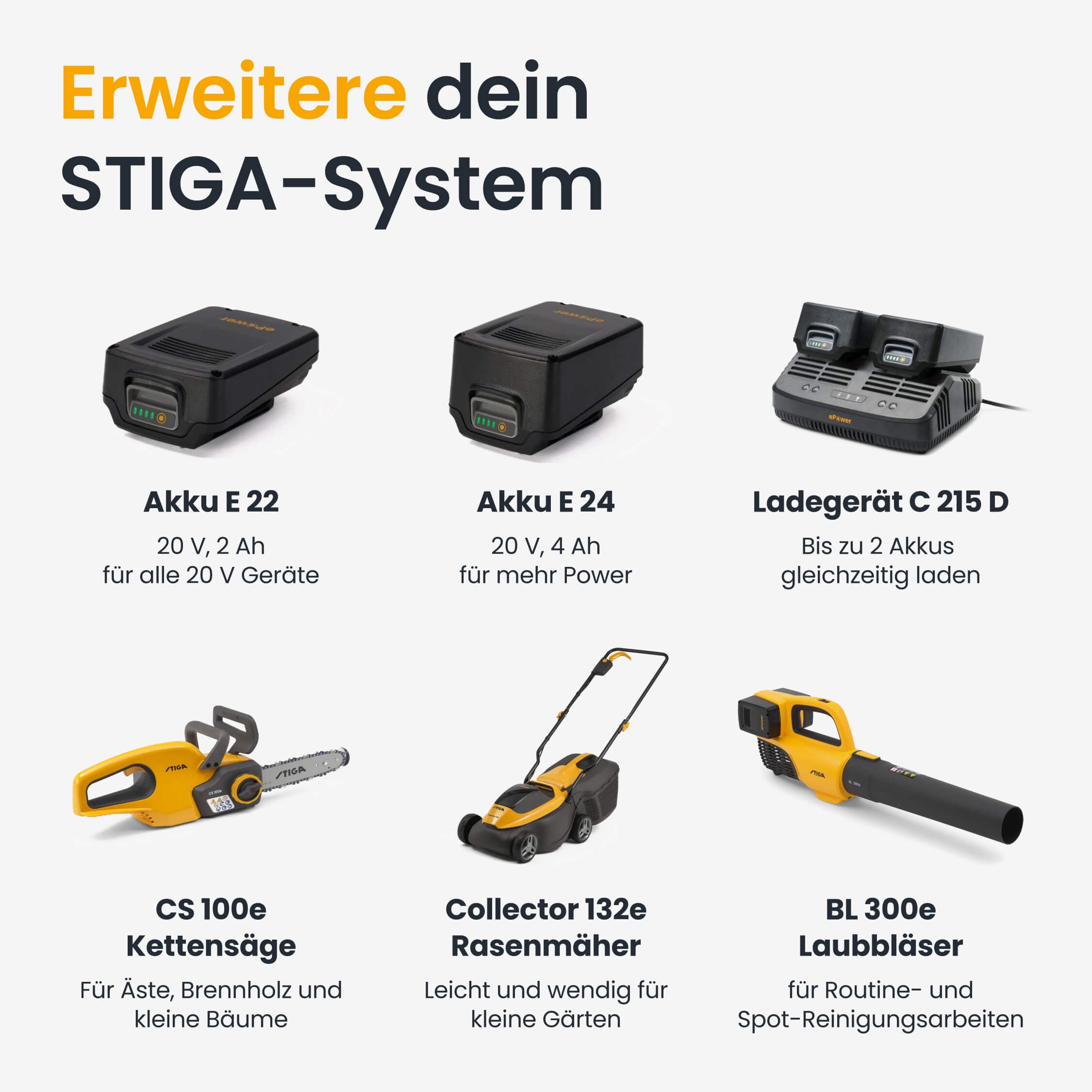 STIGA GARDEN Akku-Heckenschere »HT 300e« (Set, Inkl. 2x 20 V (2 Ah) Akku, Schutzhülle, Wandhalterung und Ladegerät, )  54 cm Schnittlänge