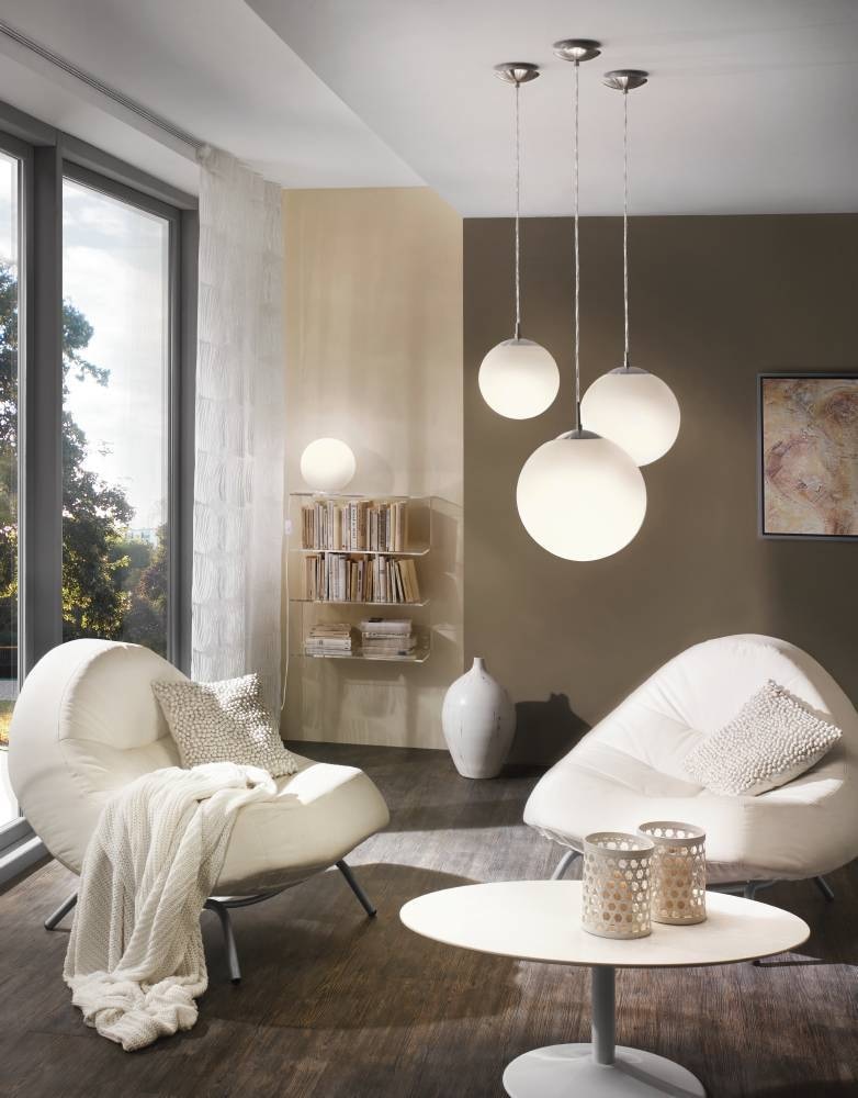 EGLO Hängeleuchte »RONDO Pendellampe, Metall in silber, Glas in Opal matt weiß, E27«, 1 flammig, Leuchtmittel E27 | Leuchtmittel wechselbar-ohne Leuchtmittel, Esszimmerlampe, zeitloses Design, modern, schlicht, 110x20cm