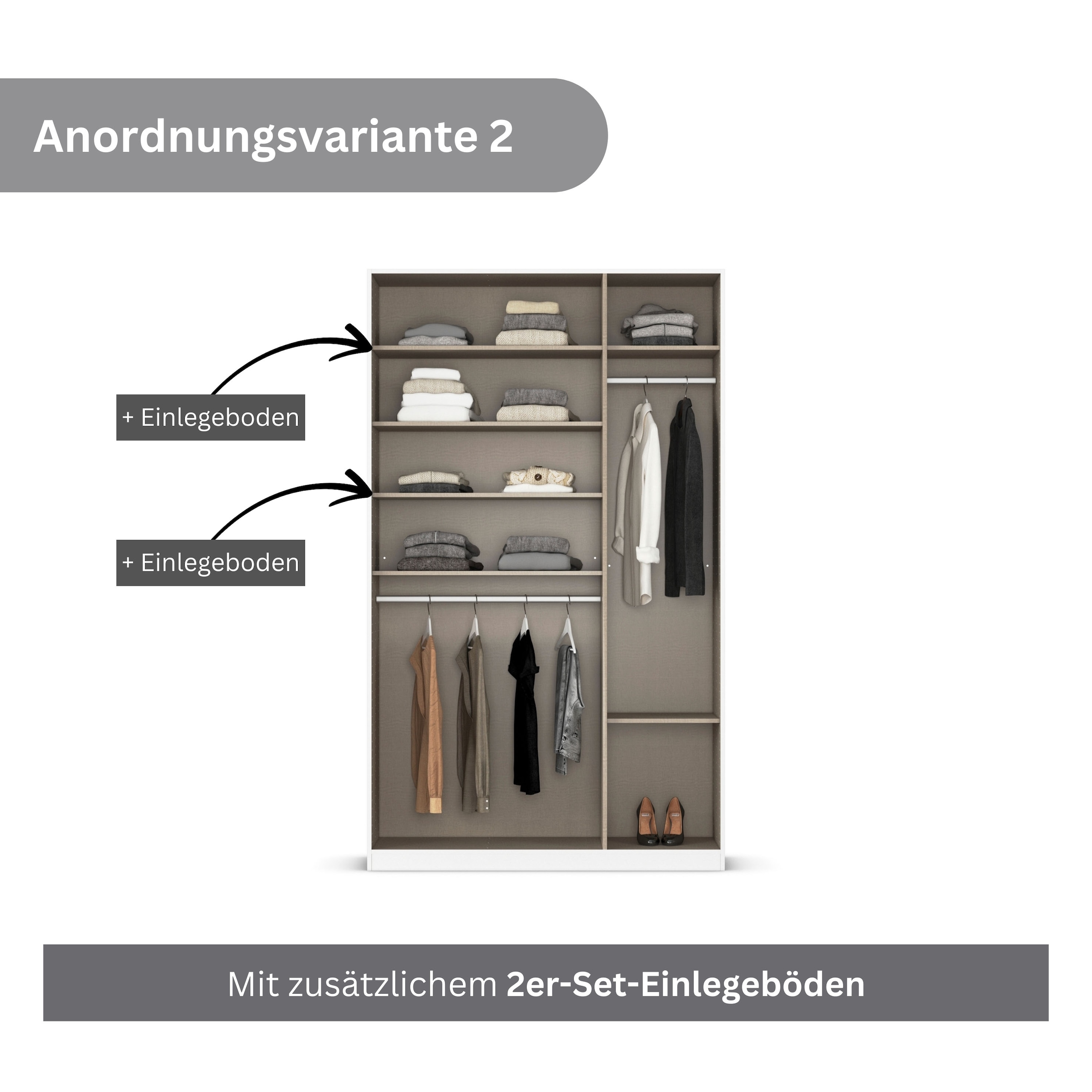 rauch Drehtürenschrank »Kleiderschrank Schrank Garderobe AGORDO mit Dekor- oder Hochglanzfront«, (in zwei Griff-Farben), durchdachte Innenausstattung, in 6 Breiten und 2 Höhen MADE IN GERMANY